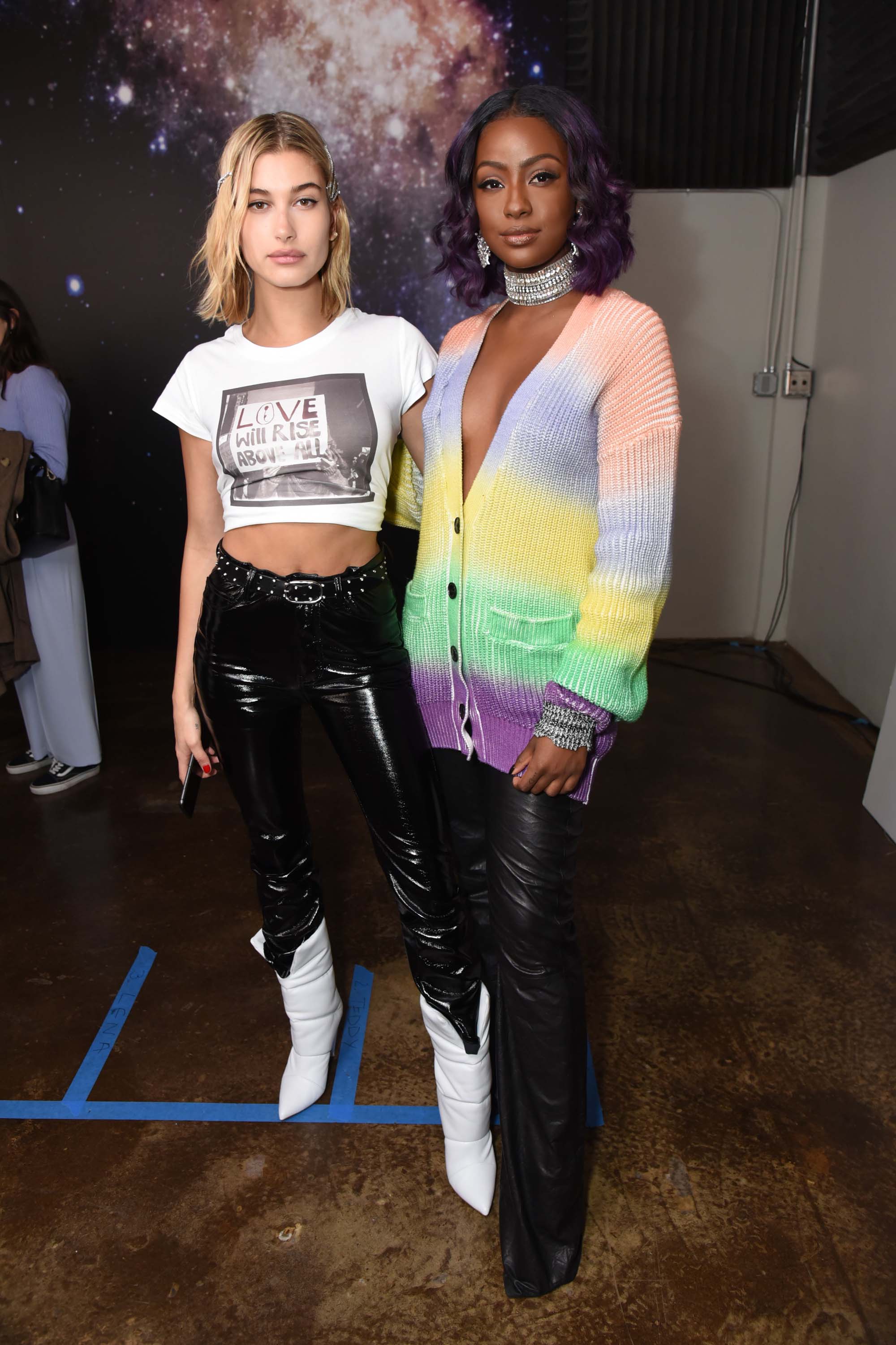 Hailey Baldwin backstage at the Zadig & Voltaire show