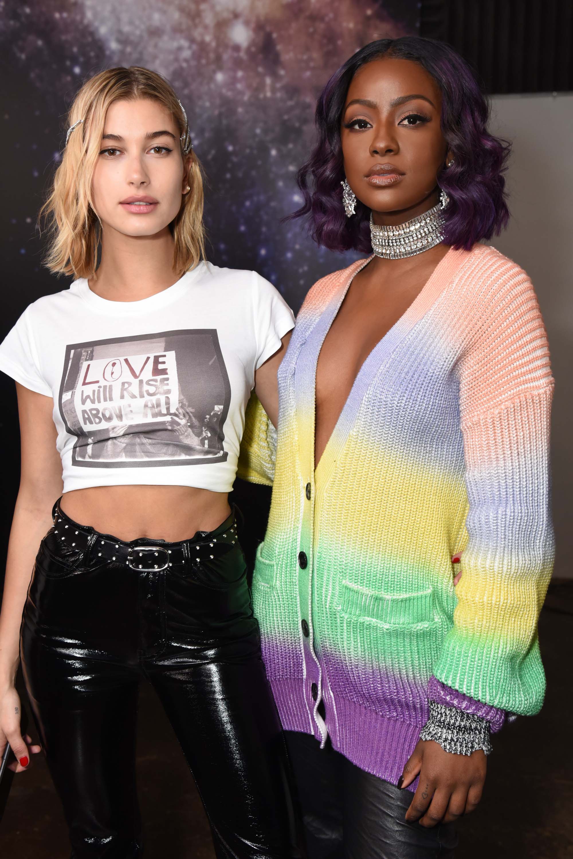 Hailey Baldwin backstage at the Zadig & Voltaire show