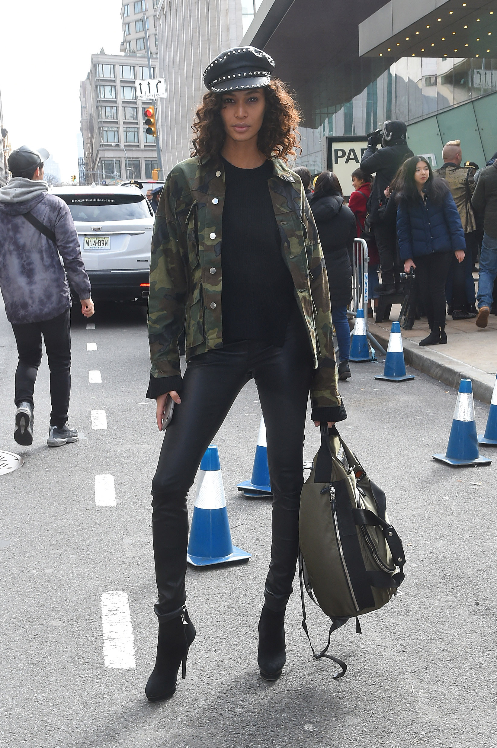 Joan Smalls outside the Michael Kors show