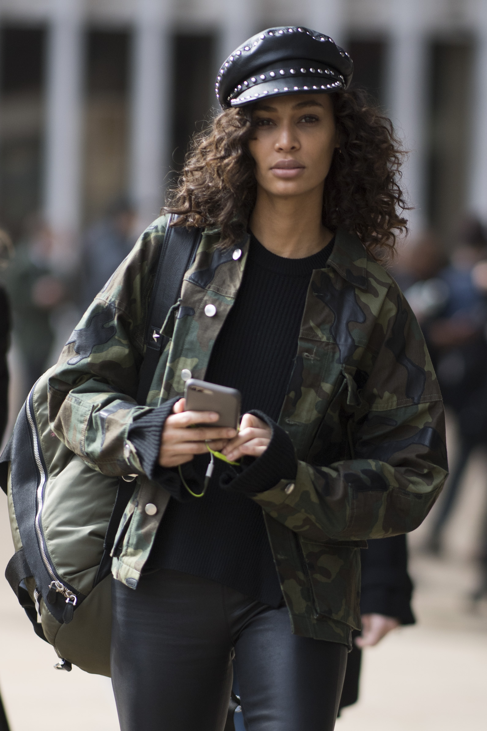 Joan Smalls outside the Michael Kors show