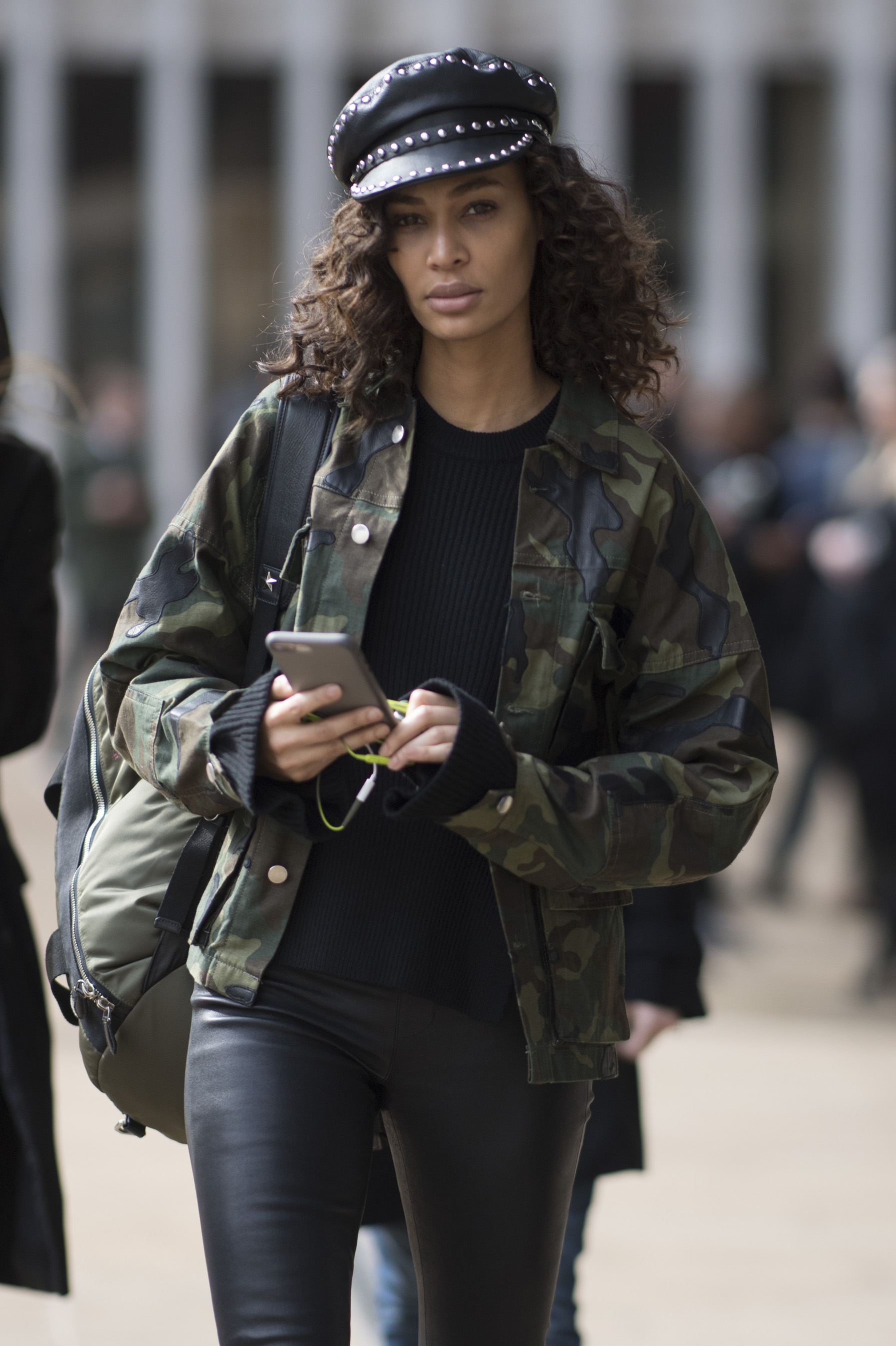 Joan Smalls outside the Michael Kors show