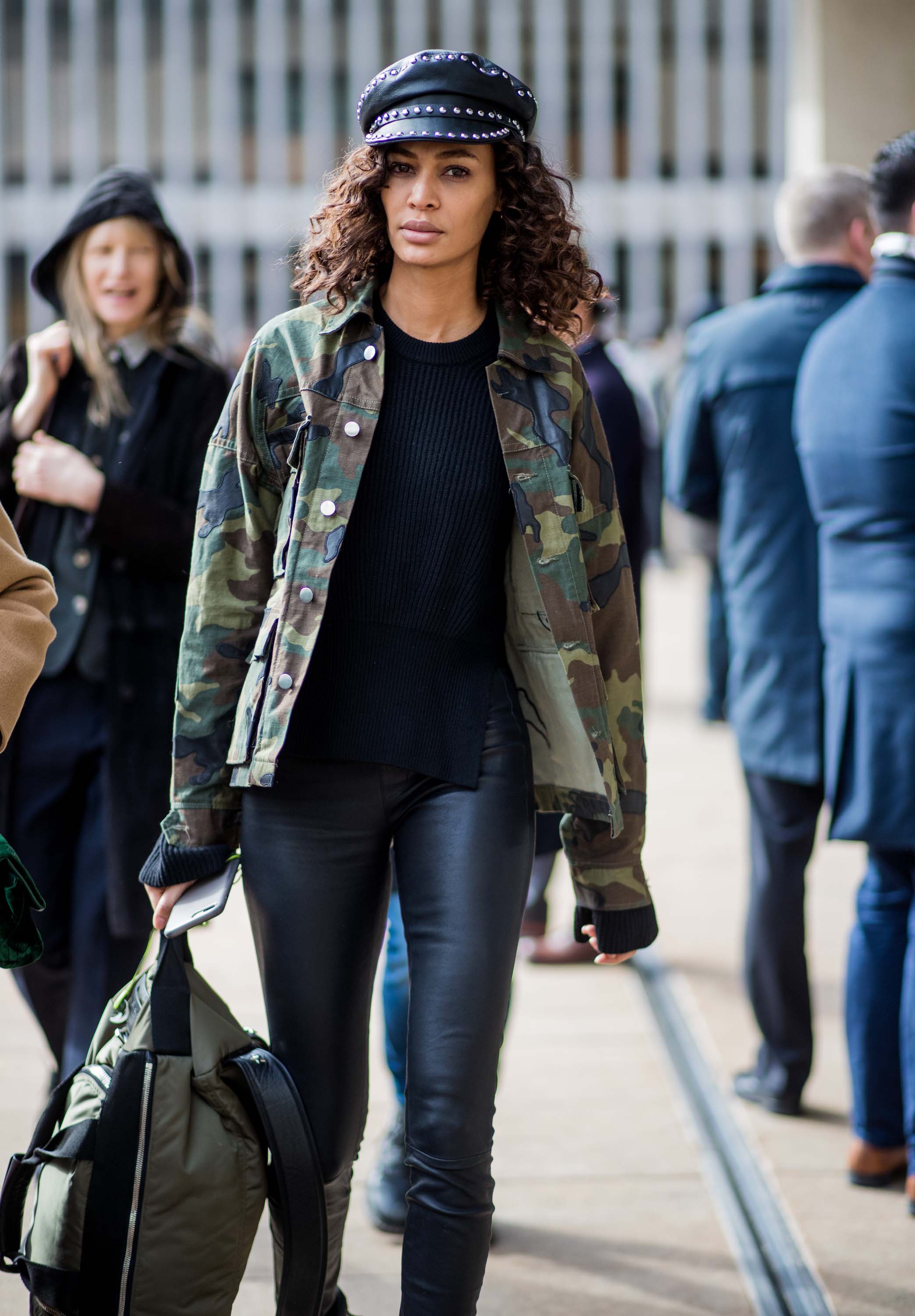 Joan Smalls outside the Michael Kors show