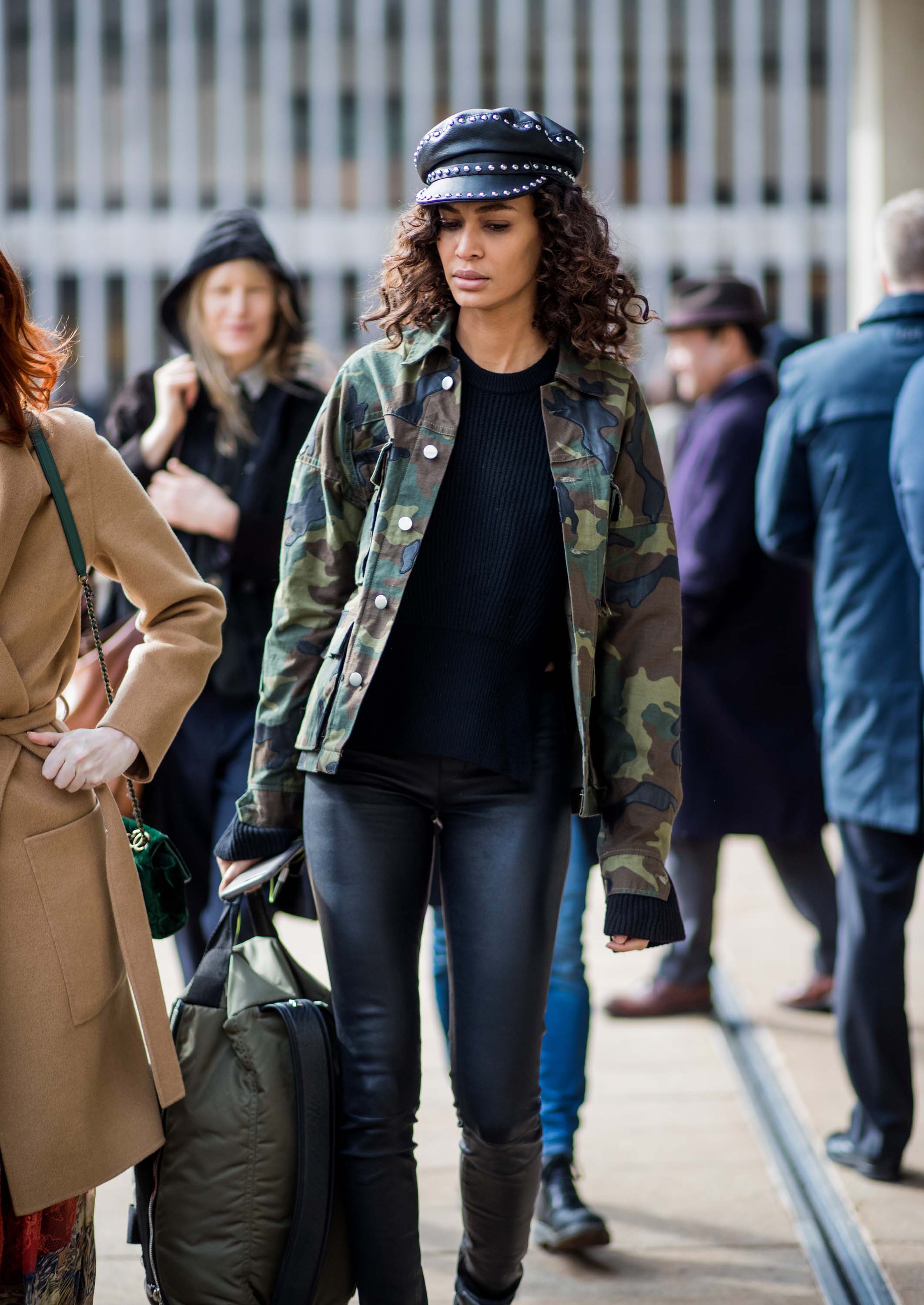 Joan Smalls outside the Michael Kors show