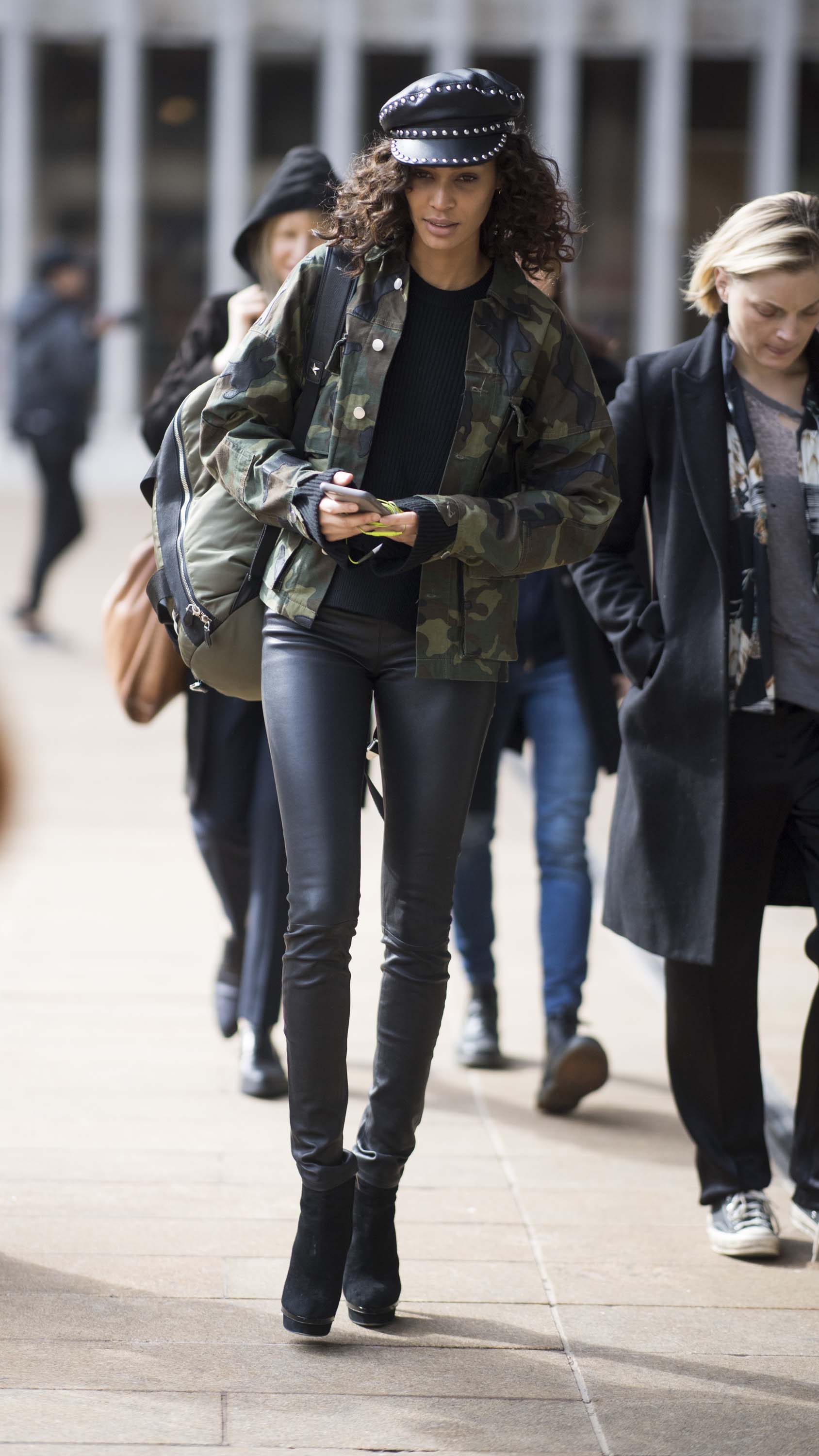 Joan Smalls outside the Michael Kors show