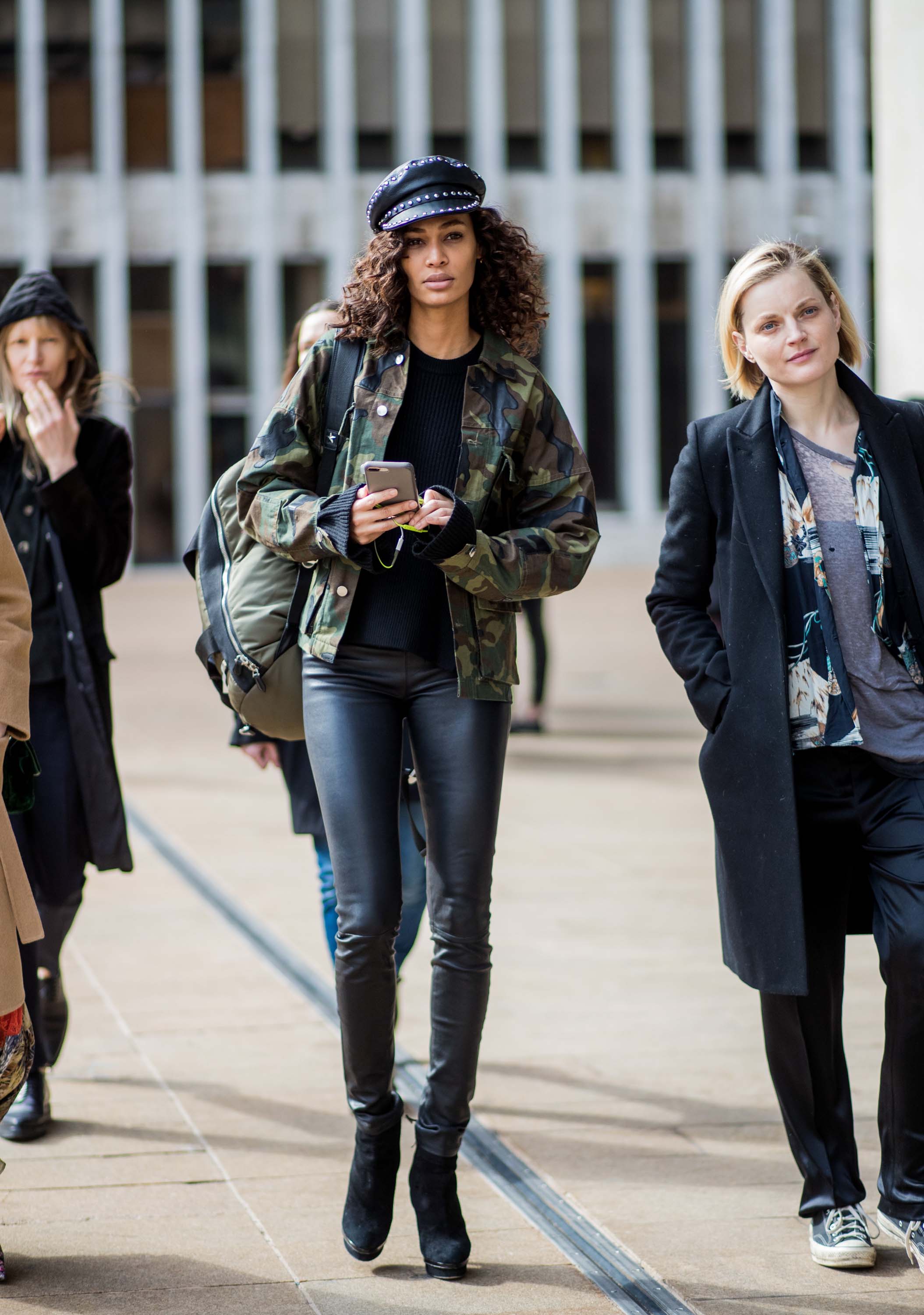 Joan Smalls outside the Michael Kors show