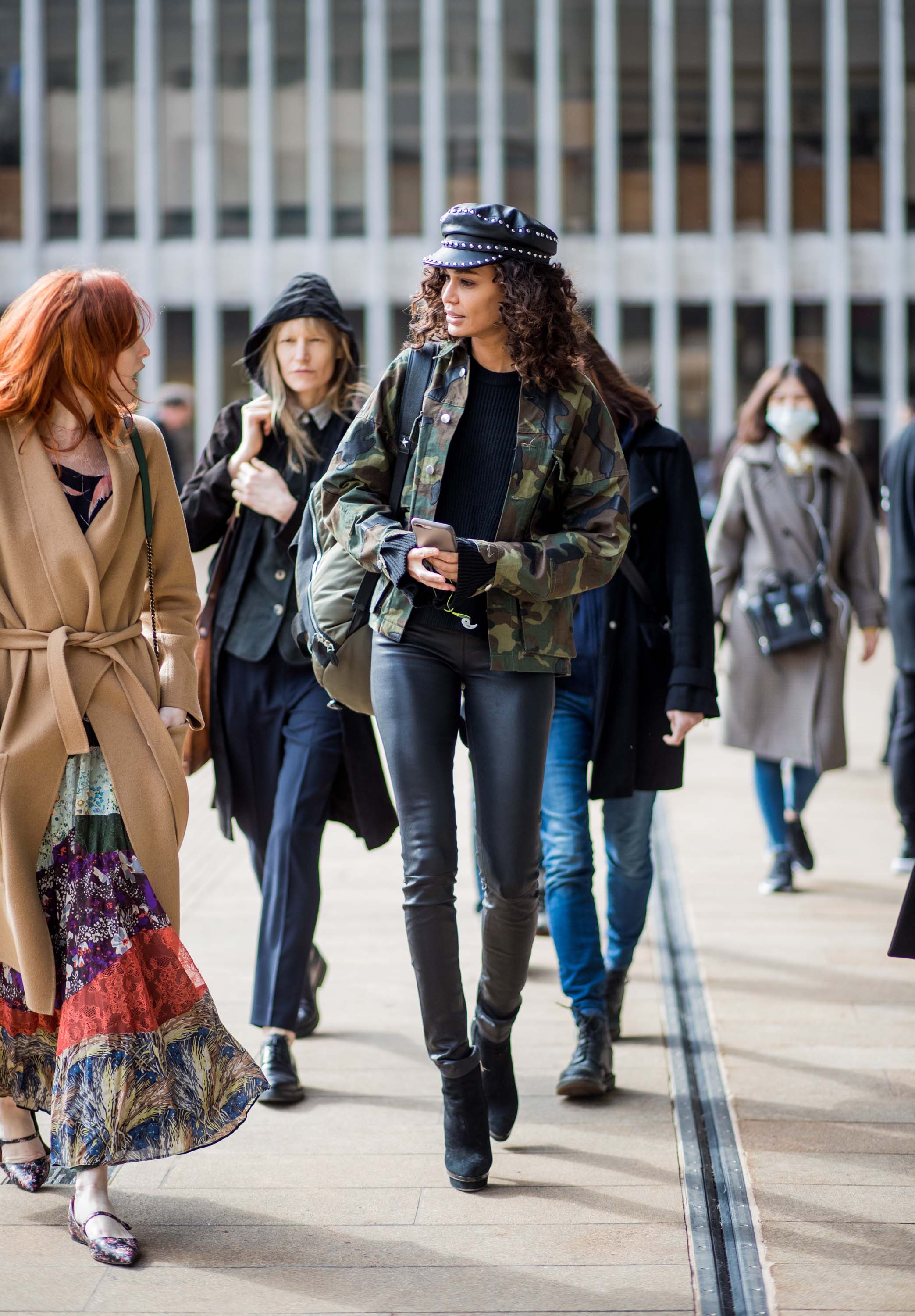 Joan Smalls outside the Michael Kors show