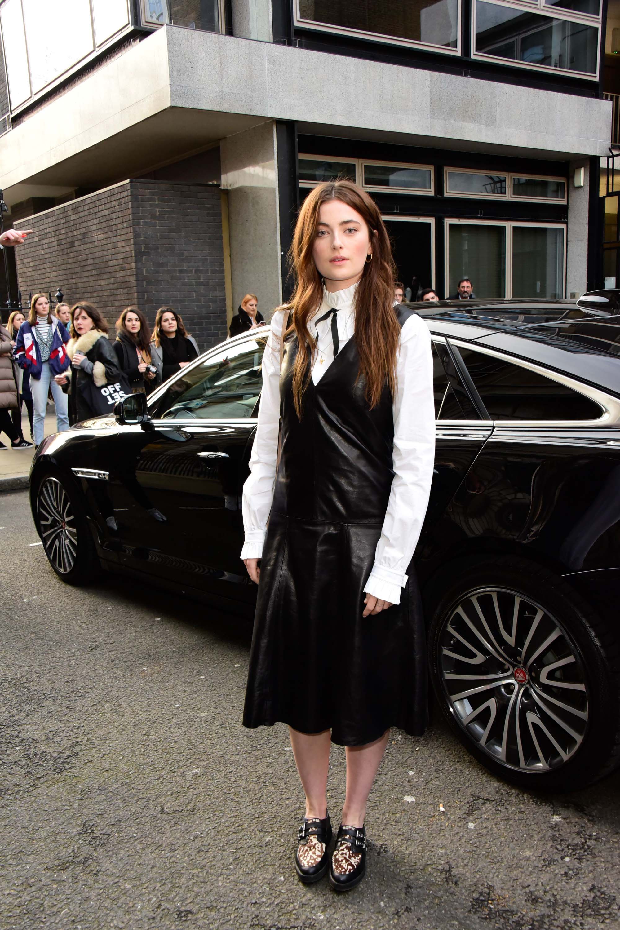 Millie Brady attends Mulberry show