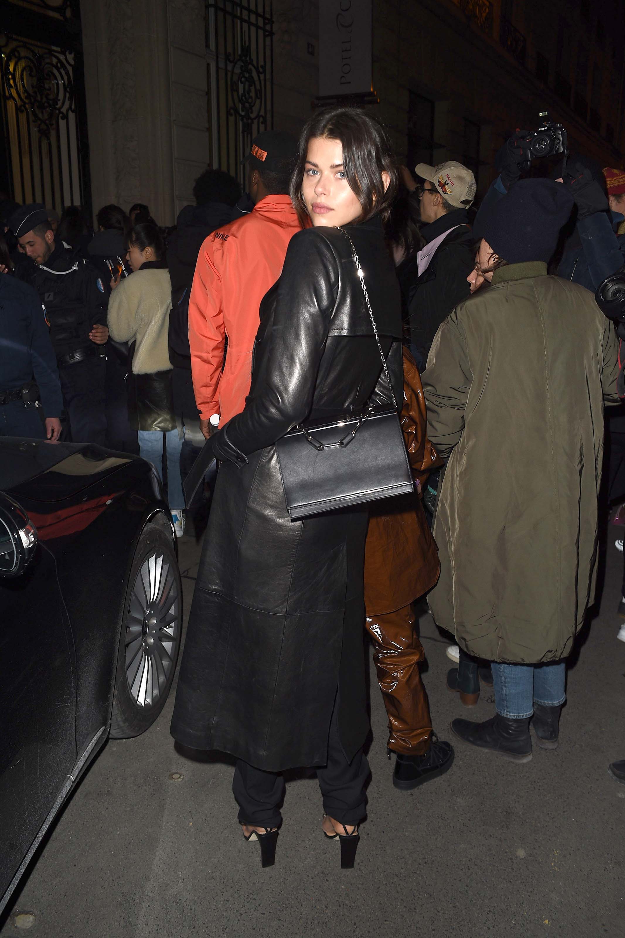 Georgia Fowler outside the Off-White show