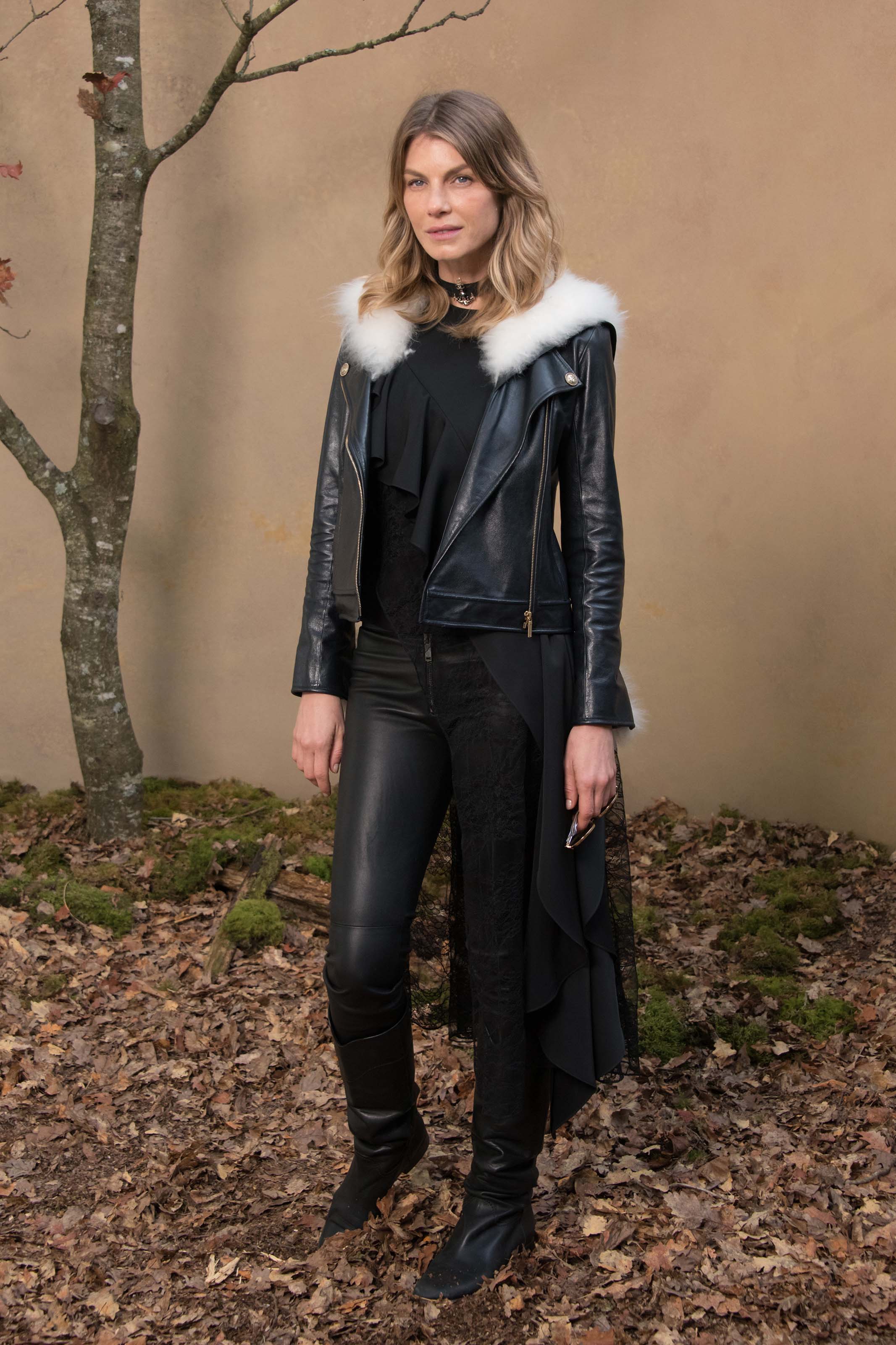 Angela Lindvall attends Chanel show