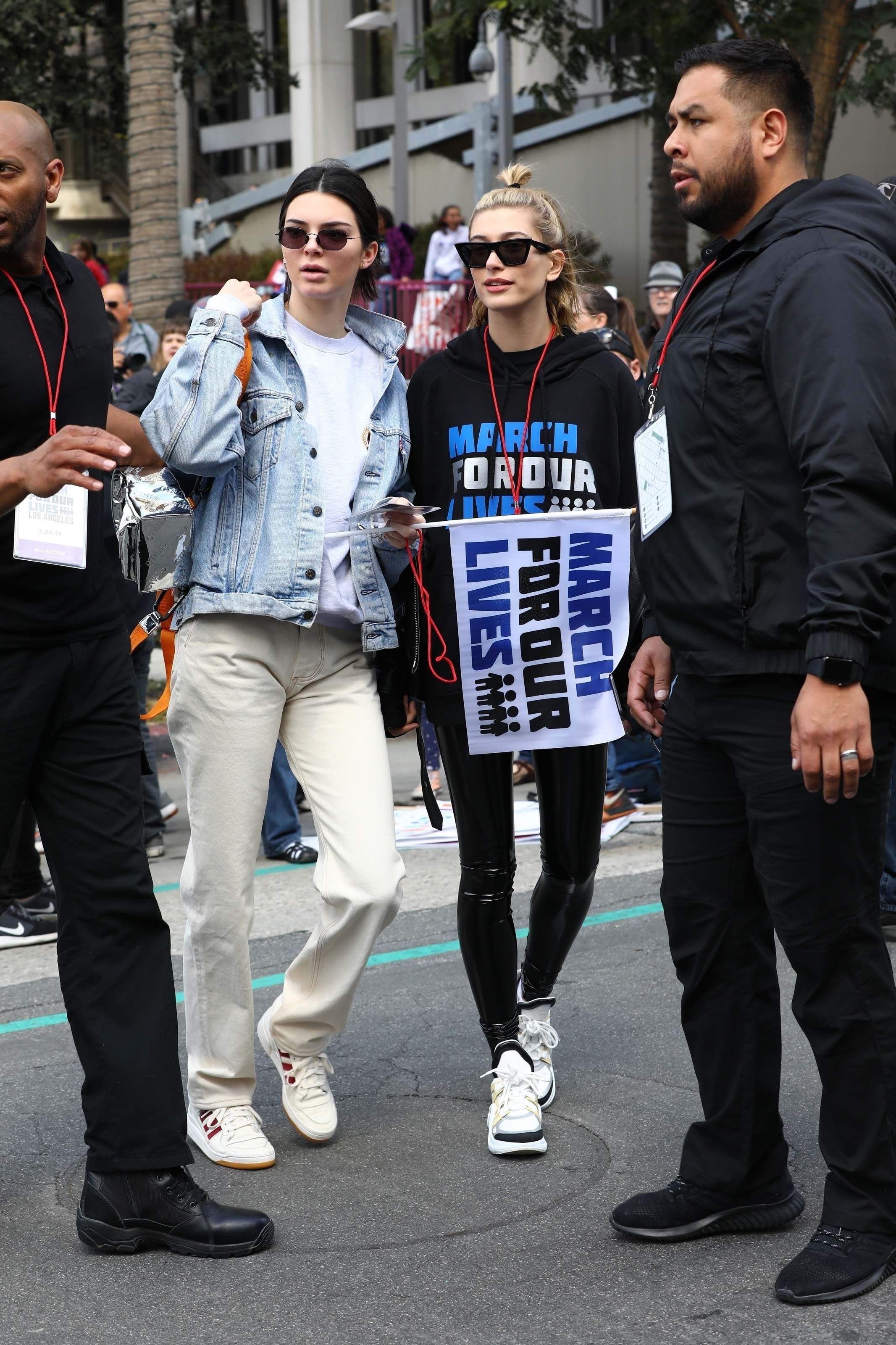 Hailey Baldwin marches at the anti-gun ‘March For Our Lives’