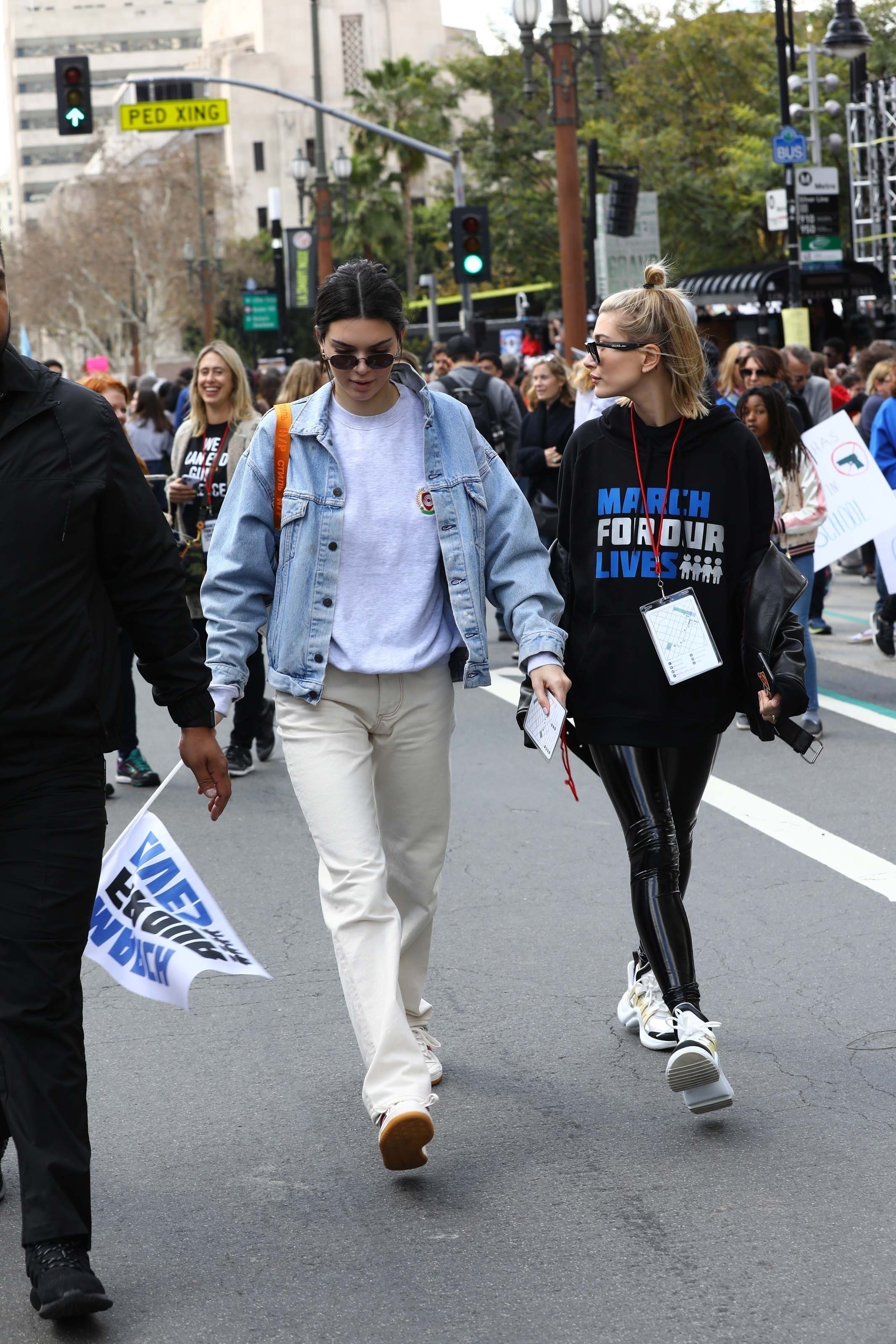 Hailey Baldwin marches at the anti-gun ‘March For Our Lives’