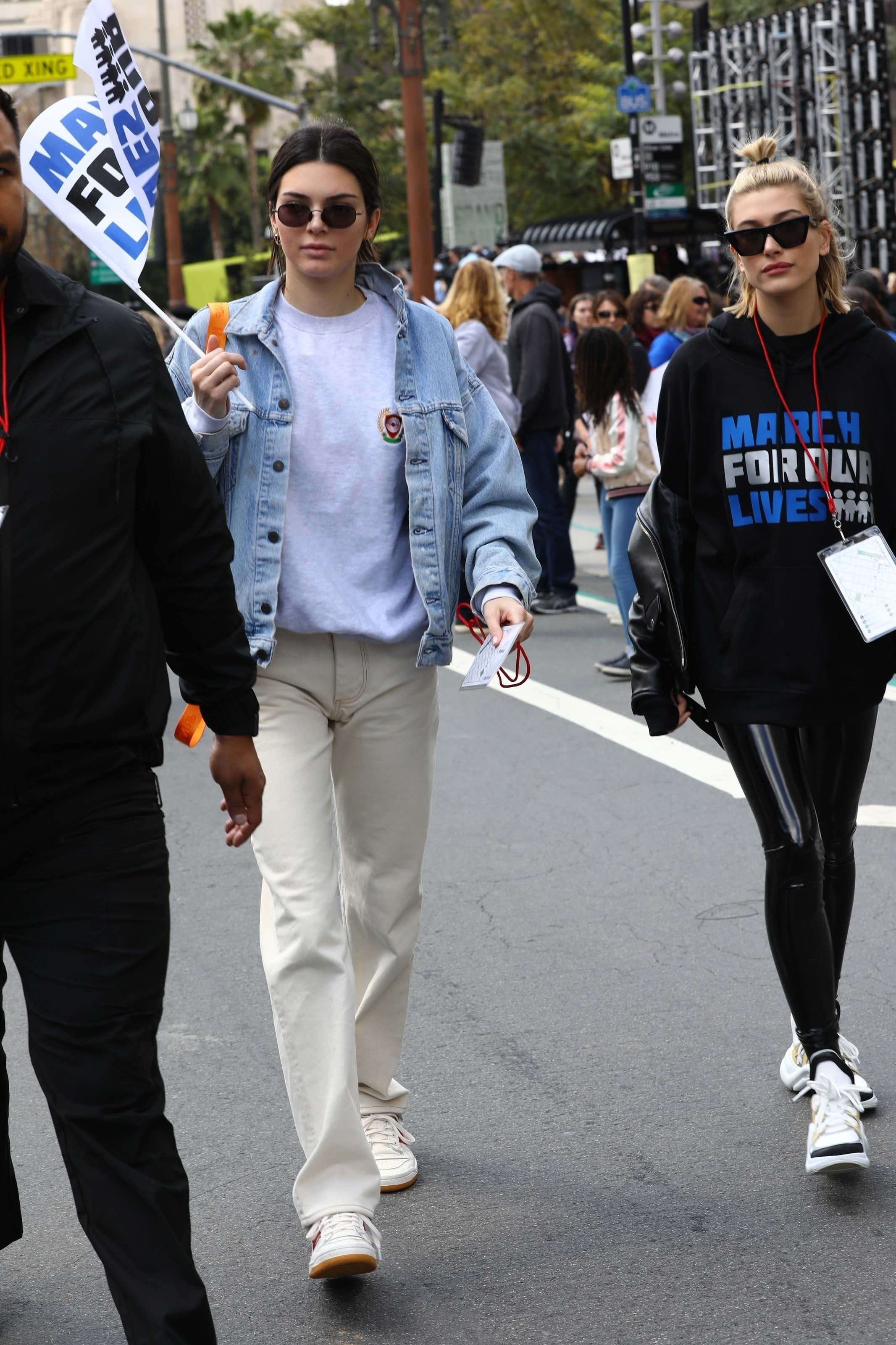 Hailey Baldwin marches at the anti-gun ‘March For Our Lives’