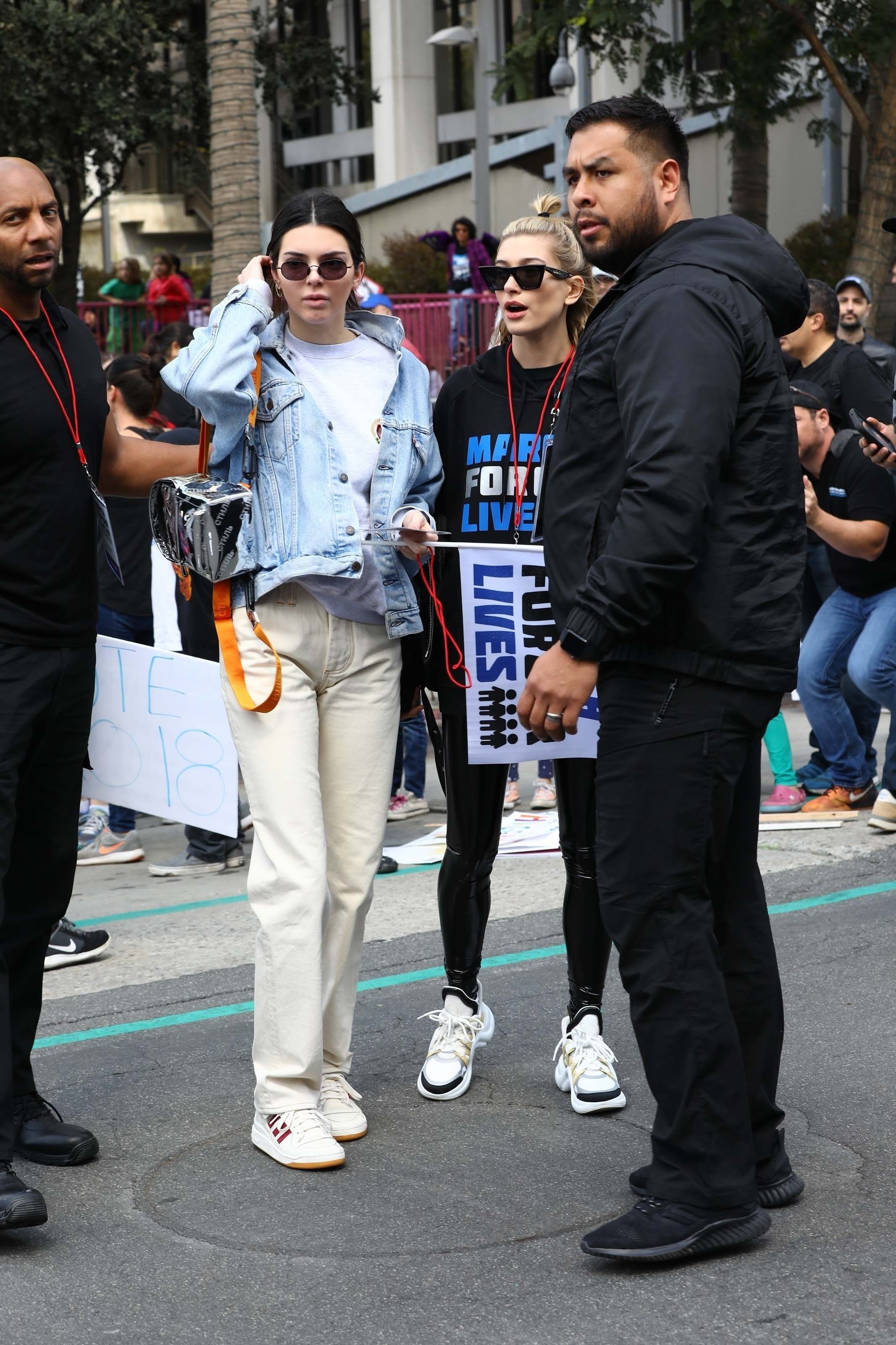 Hailey Baldwin marches at the anti-gun ‘March For Our Lives’