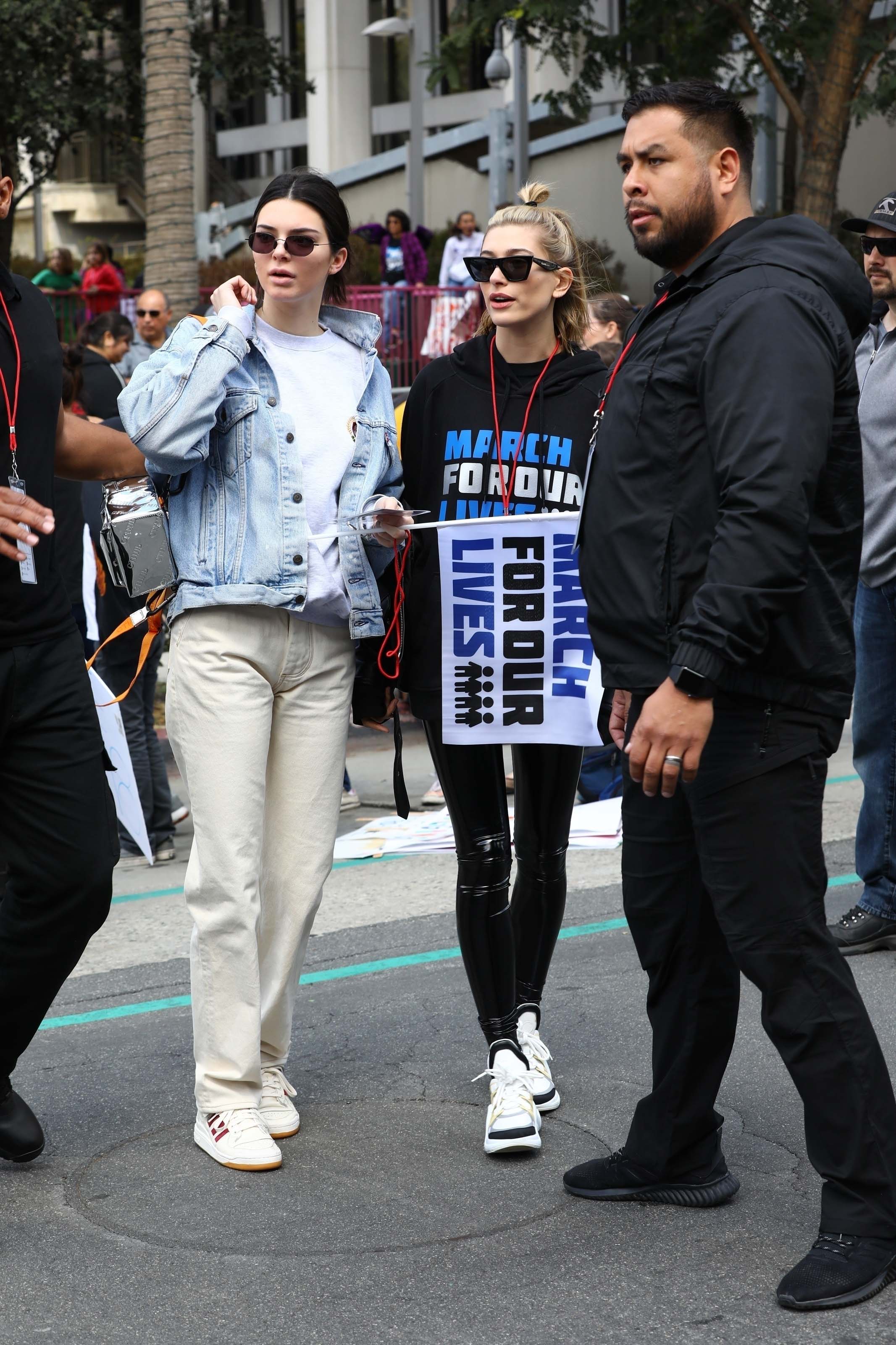 Hailey Baldwin marches at the anti-gun ‘March For Our Lives’