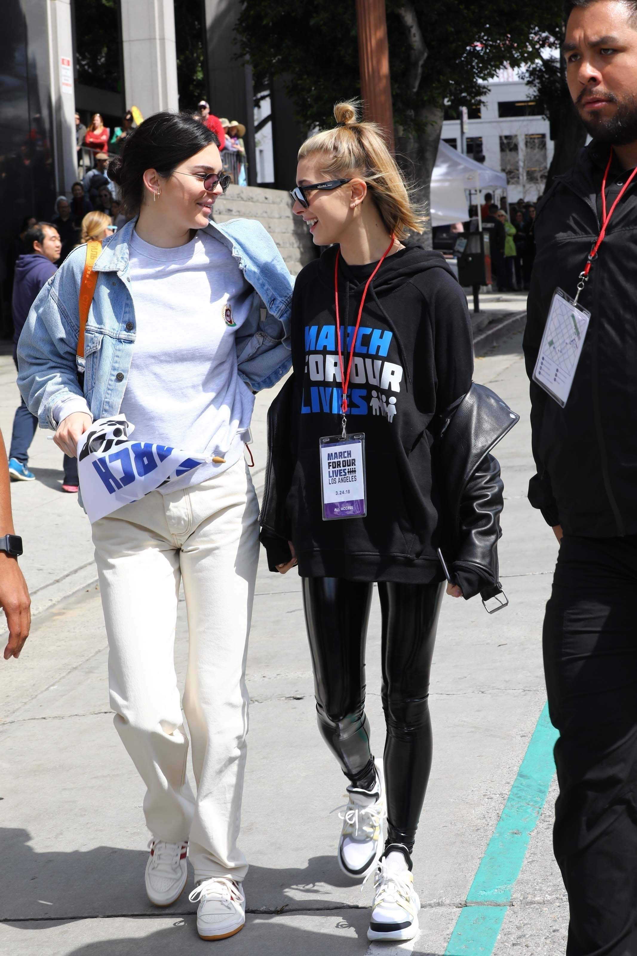 Hailey Baldwin marches at the anti-gun ‘March For Our Lives’