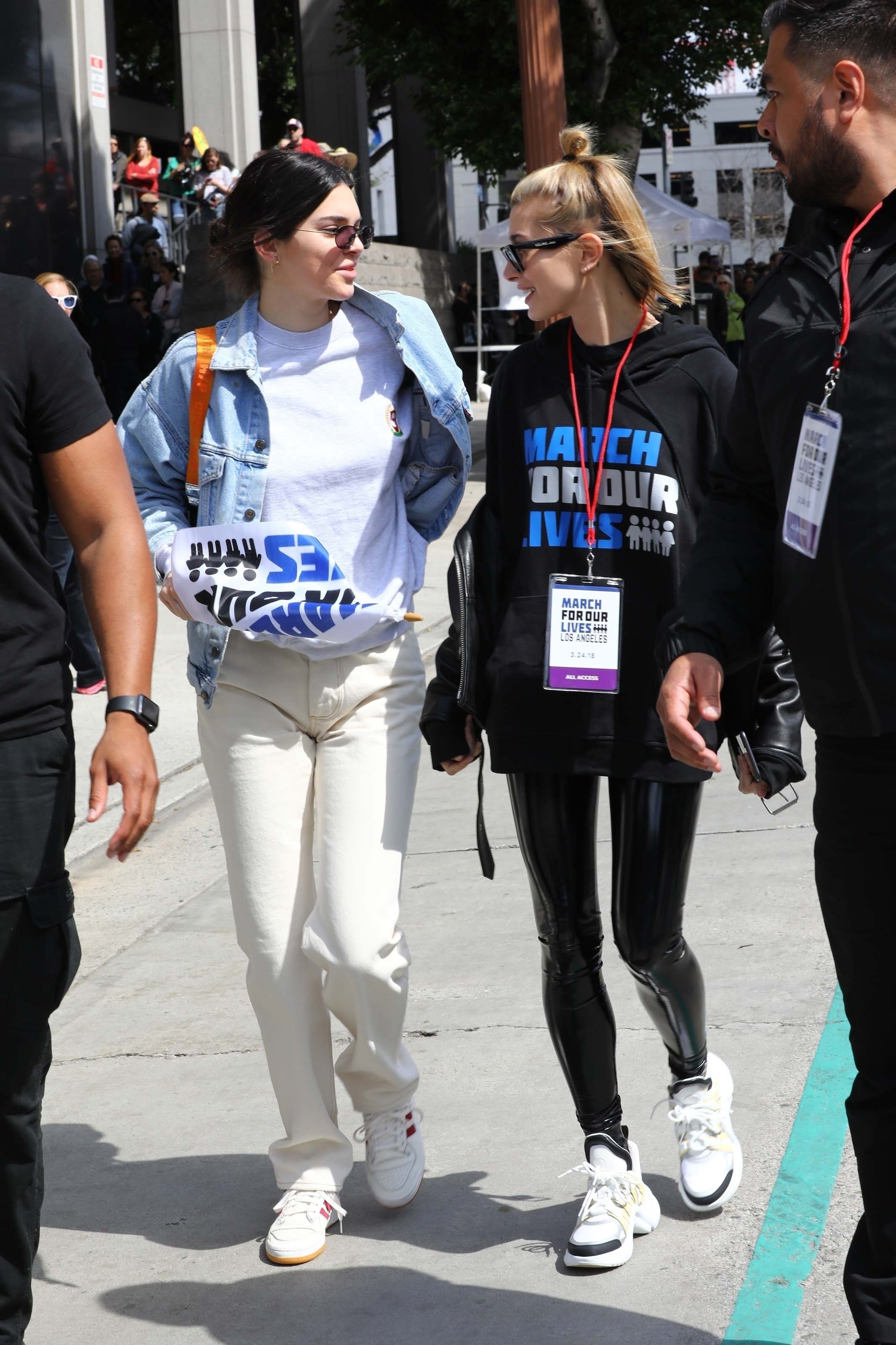 Hailey Baldwin marches at the anti-gun ‘March For Our Lives’