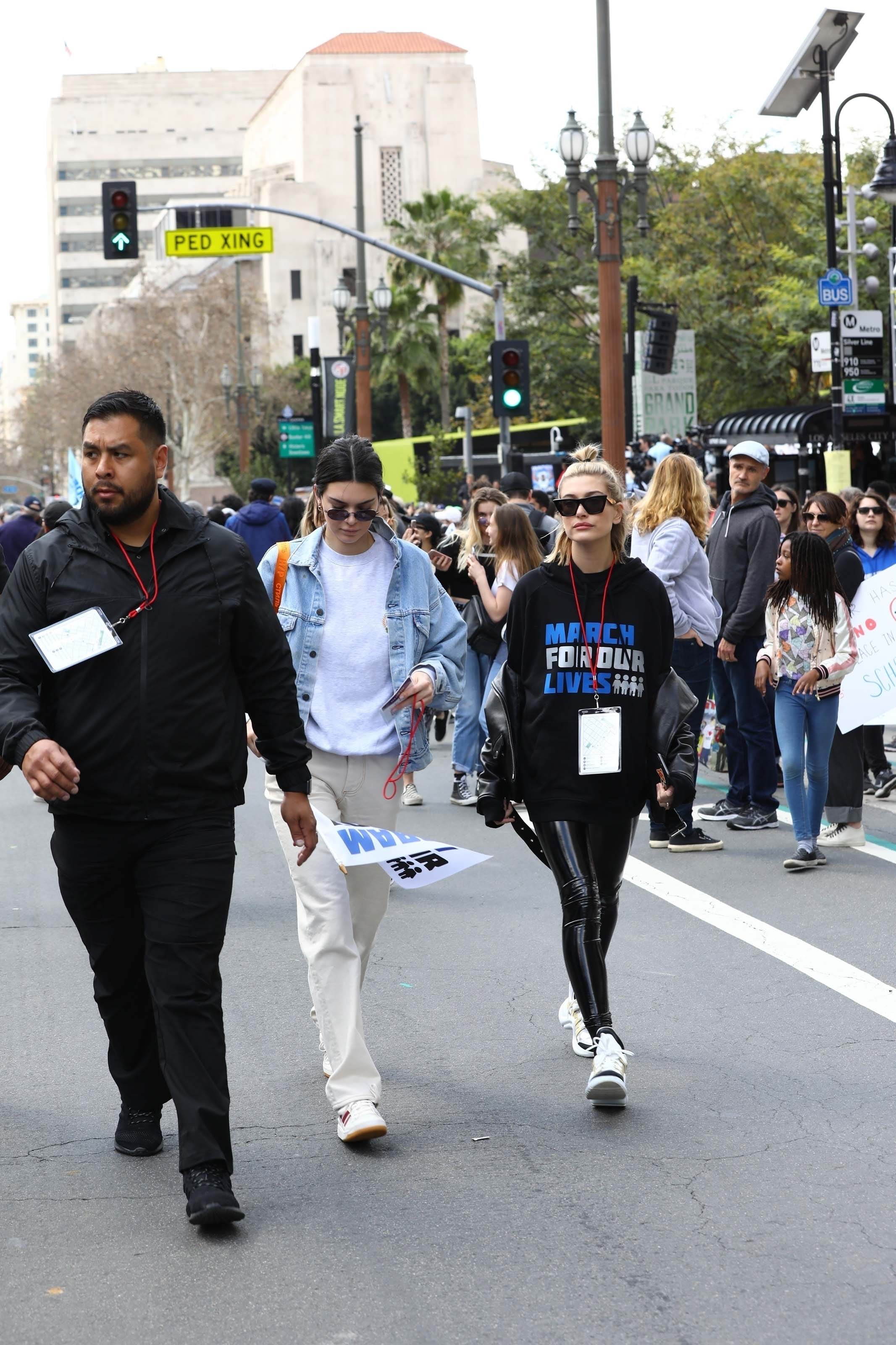 Hailey Baldwin marches at the anti-gun ‘March For Our Lives’