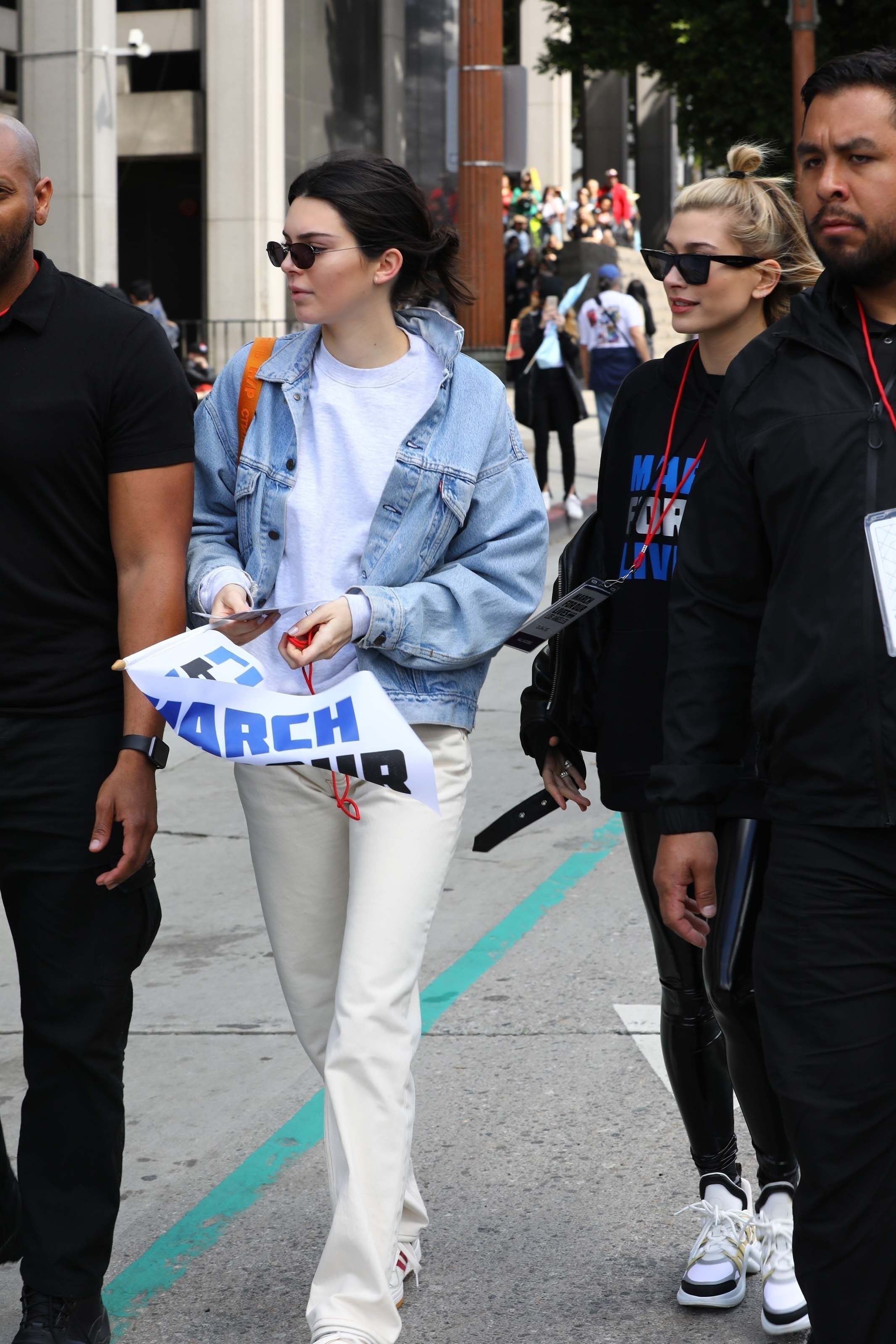 Hailey Baldwin marches at the anti-gun ‘March For Our Lives’