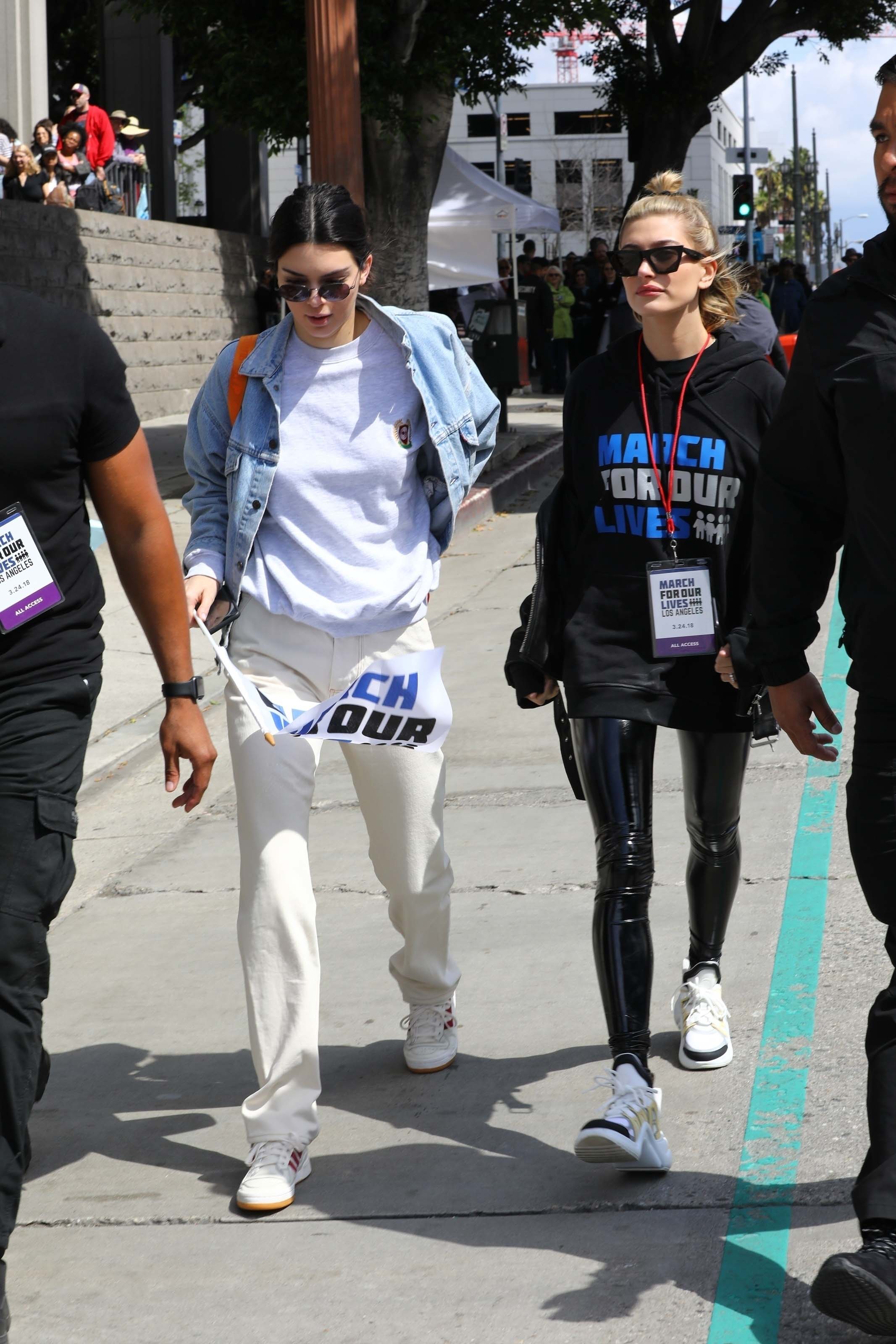 Hailey Baldwin marches at the anti-gun ‘March For Our Lives’