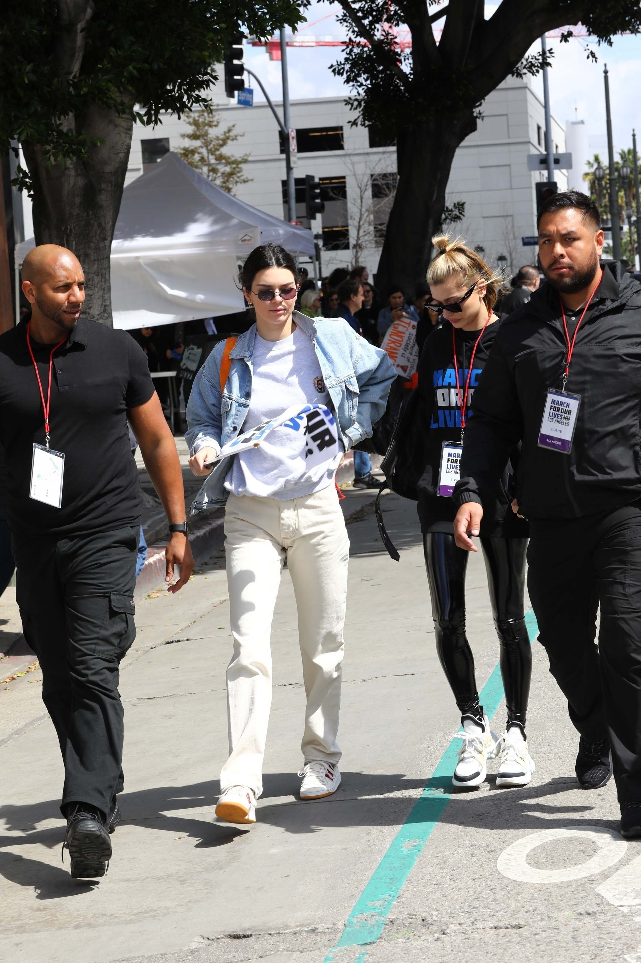 Hailey Baldwin marches at the anti-gun ‘March For Our Lives’