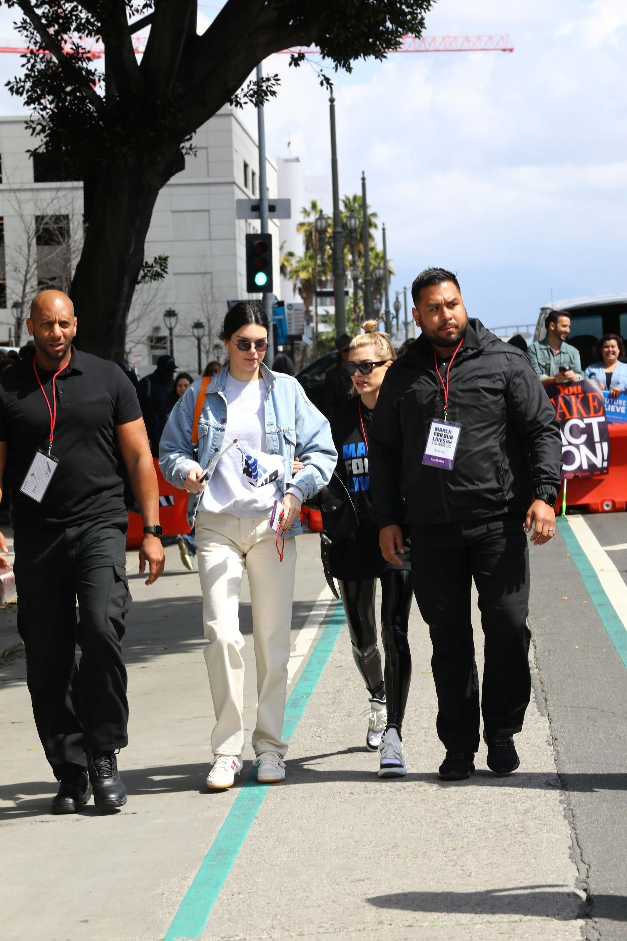 Hailey Baldwin marches at the anti-gun ‘March For Our Lives’