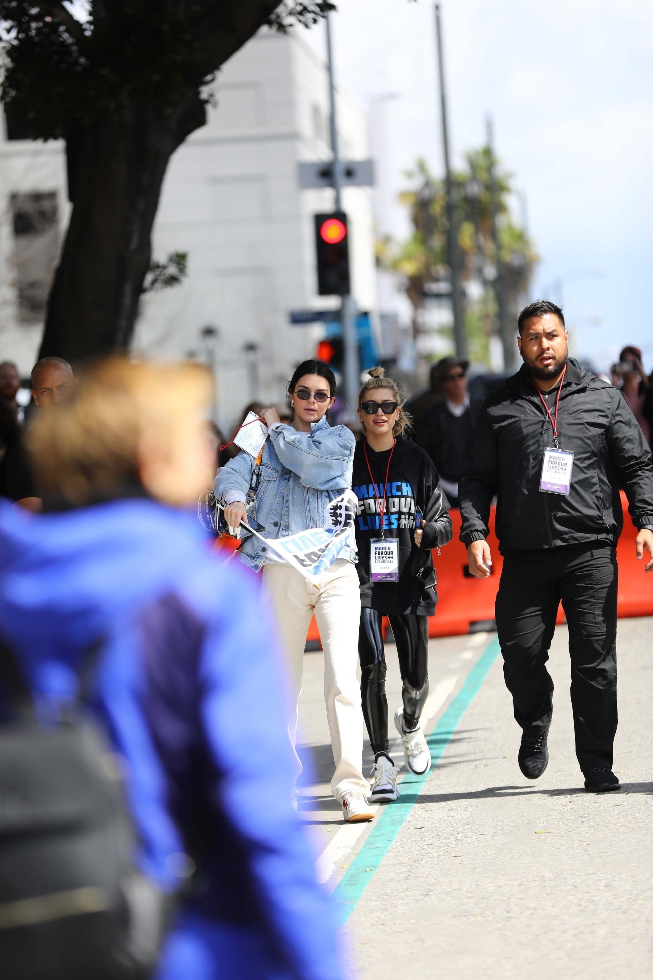 Hailey Baldwin marches at the anti-gun ‘March For Our Lives’