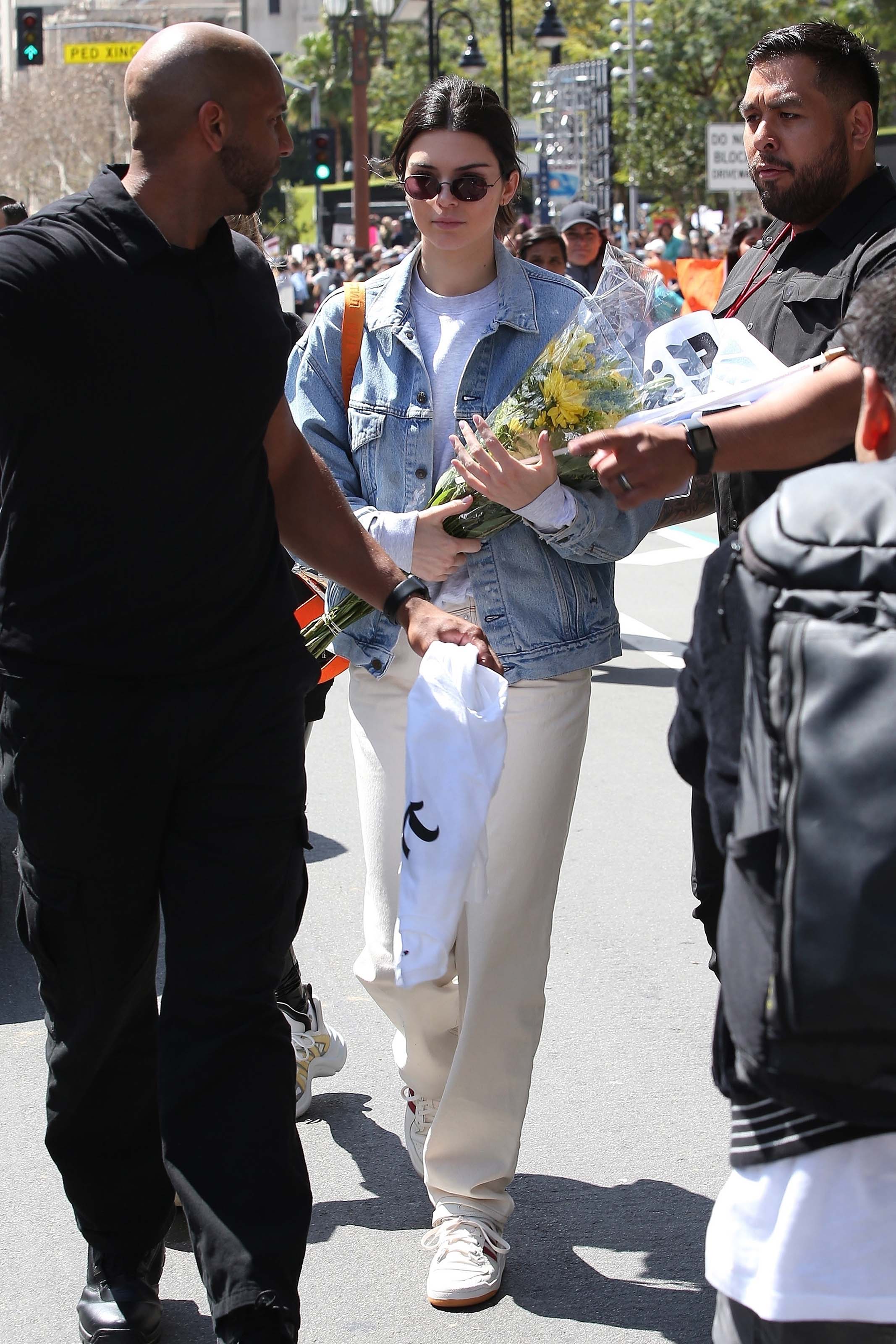 Hailey Baldwin marches at the anti-gun ‘March For Our Lives’