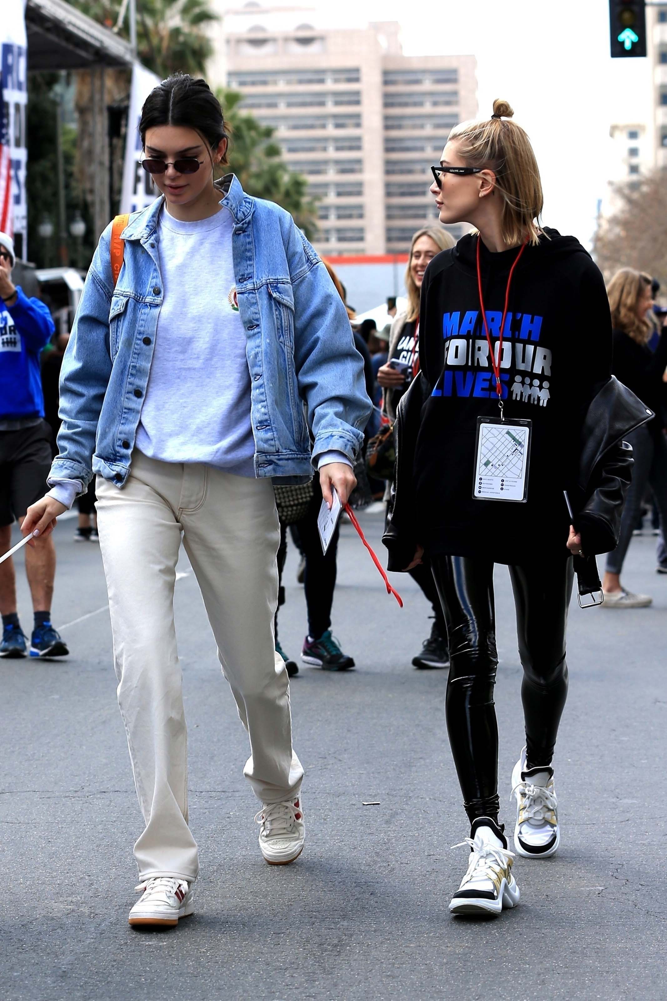 Hailey Baldwin marches at the anti-gun ‘March For Our Lives’