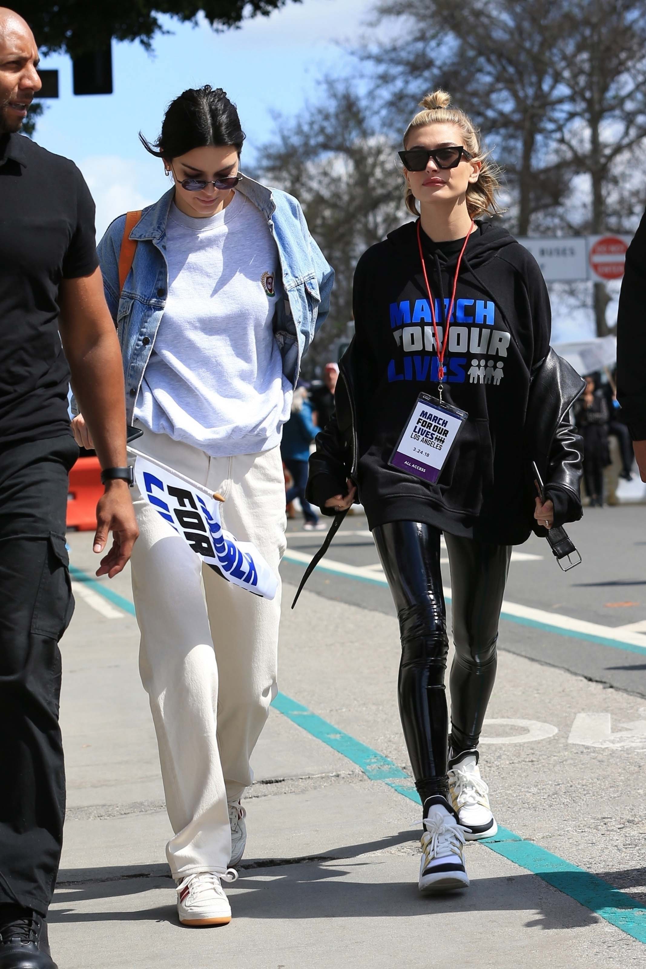 Hailey Baldwin marches at the anti-gun ‘March For Our Lives’