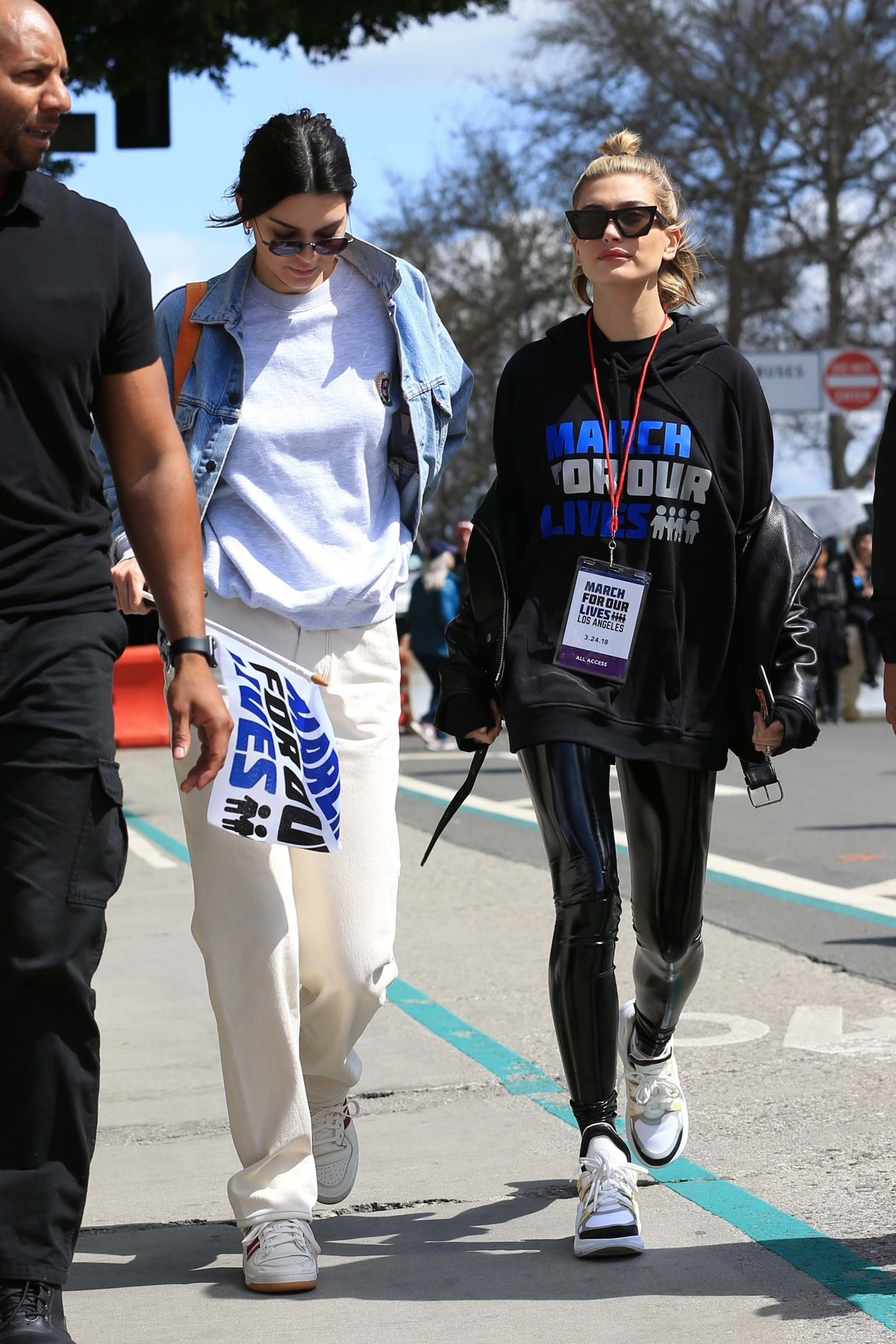 Hailey Baldwin marches at the anti-gun ‘March For Our Lives’