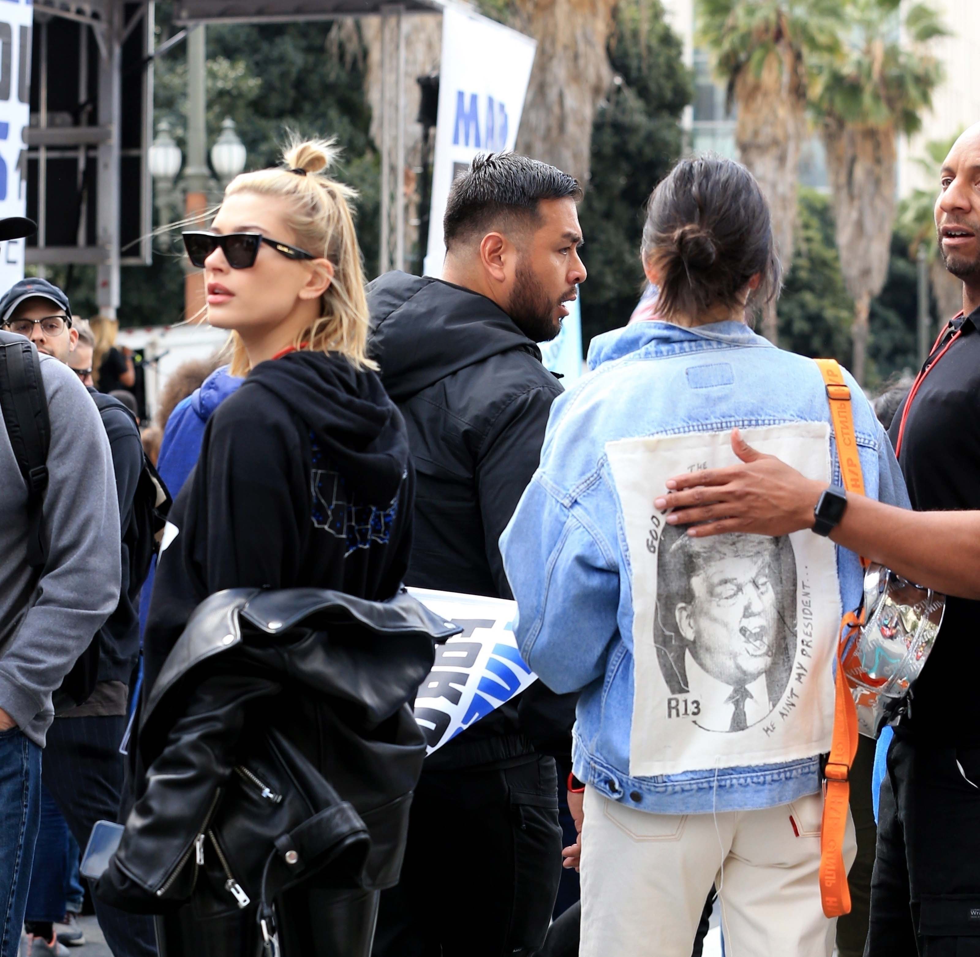 Hailey Baldwin marches at the anti-gun ‘March For Our Lives’