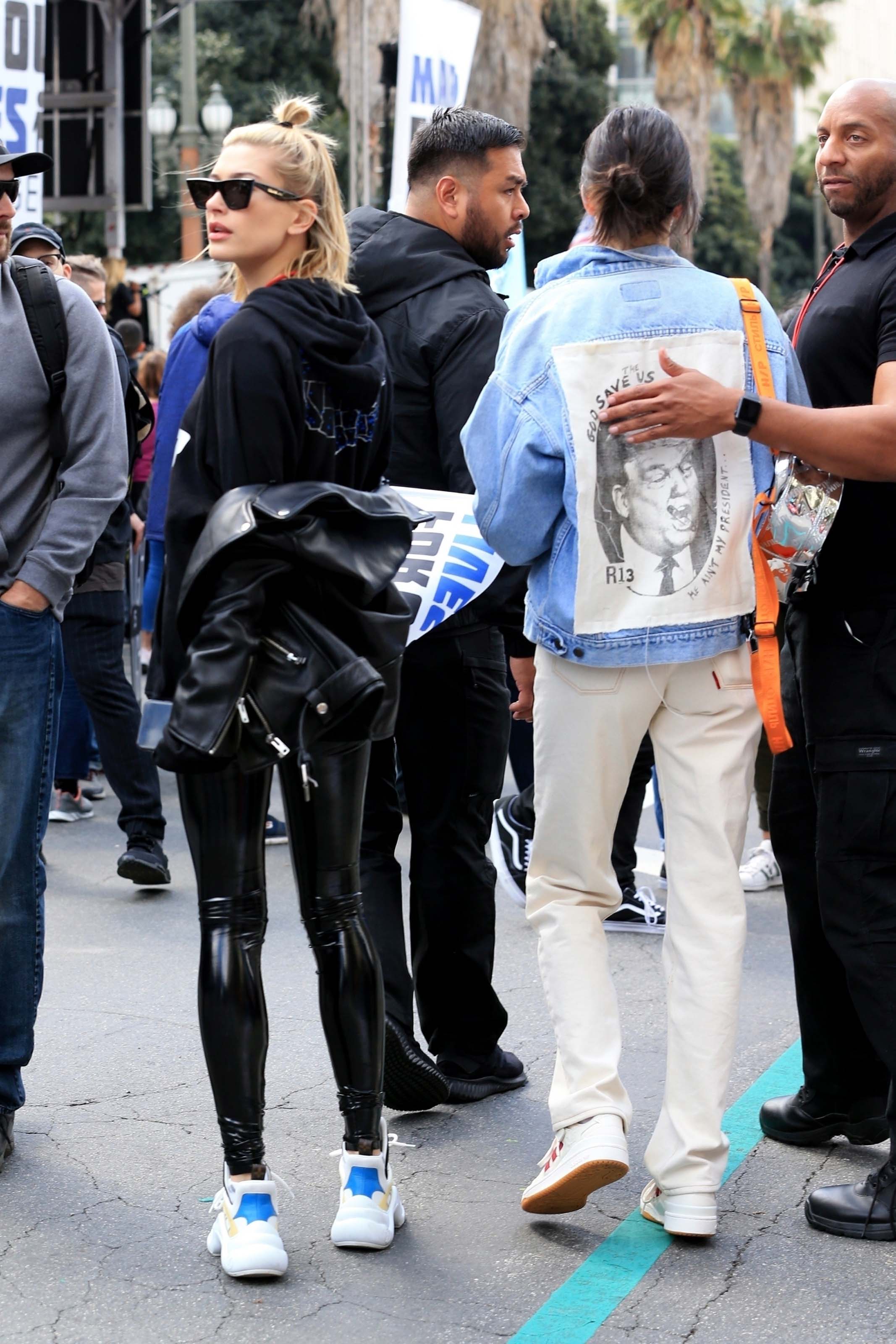 Hailey Baldwin marches at the anti-gun ‘March For Our Lives’