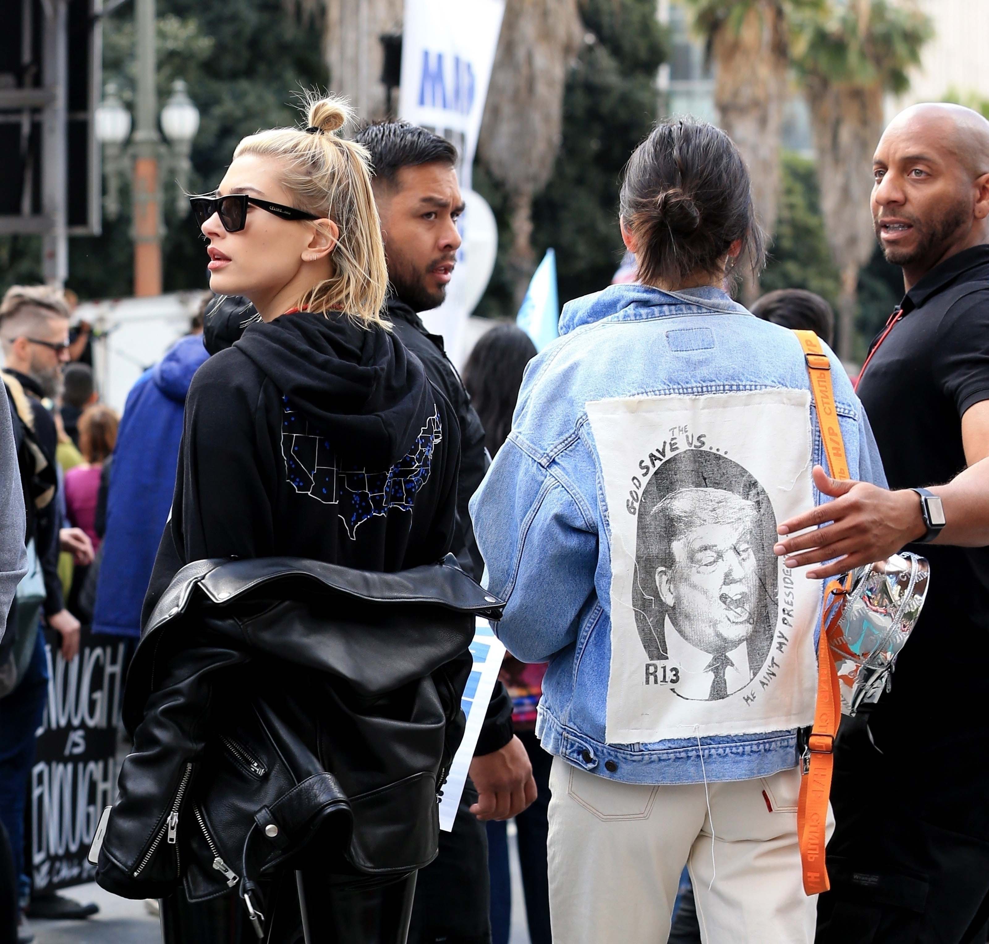 Hailey Baldwin marches at the anti-gun ‘March For Our Lives’