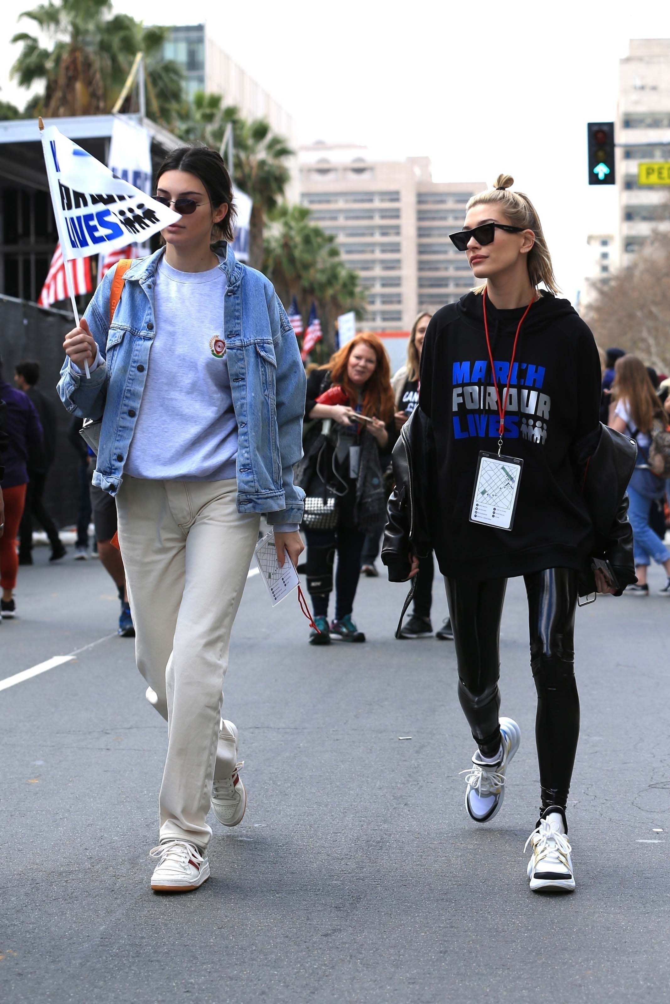 Hailey Baldwin marches at the anti-gun ‘March For Our Lives’