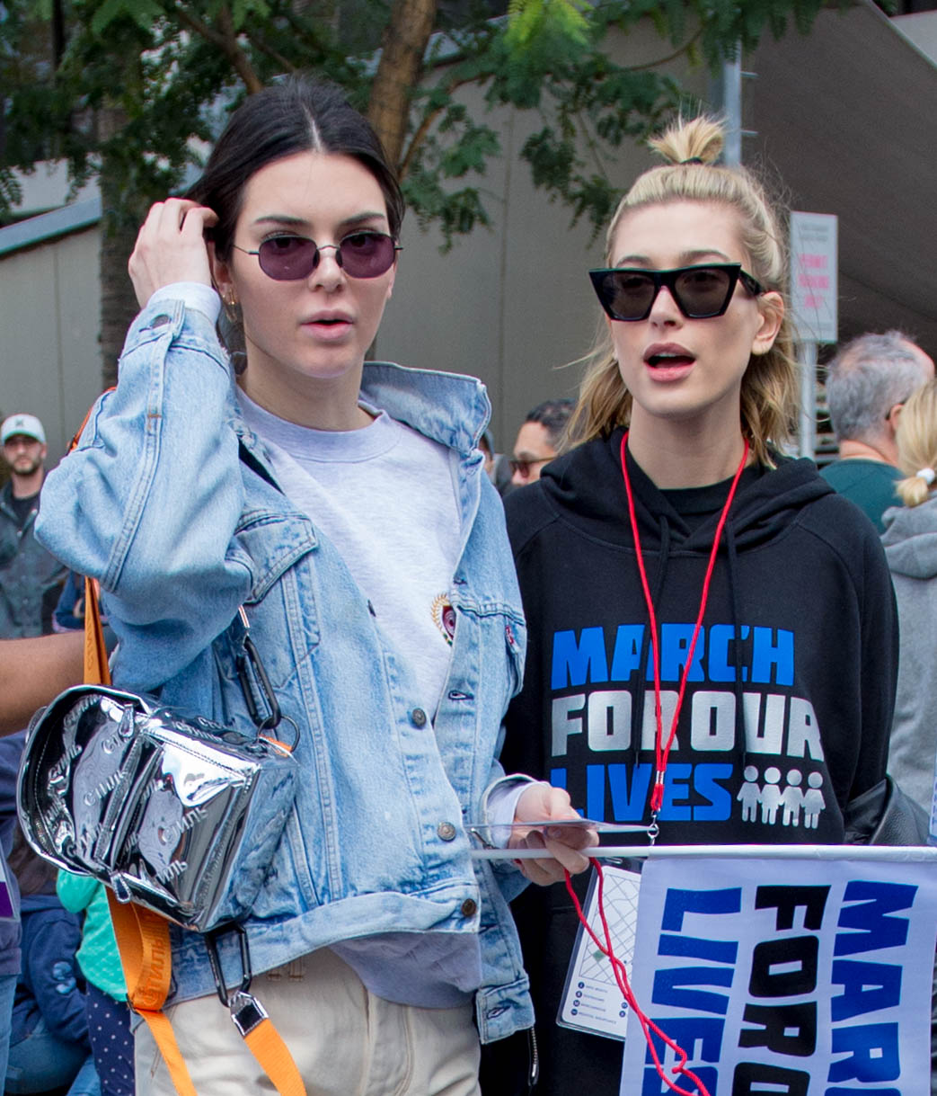 Hailey Baldwin marches at the anti-gun ‘March For Our Lives’