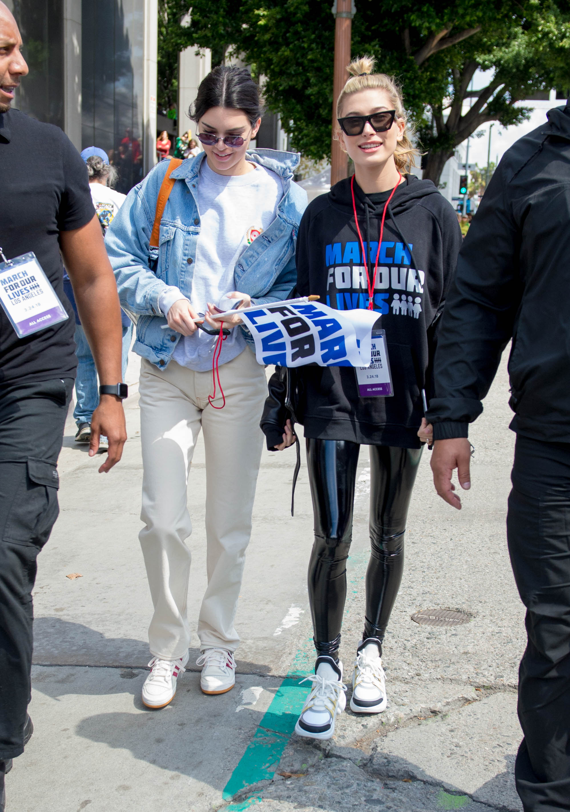 Hailey Baldwin marches at the anti-gun ‘March For Our Lives’