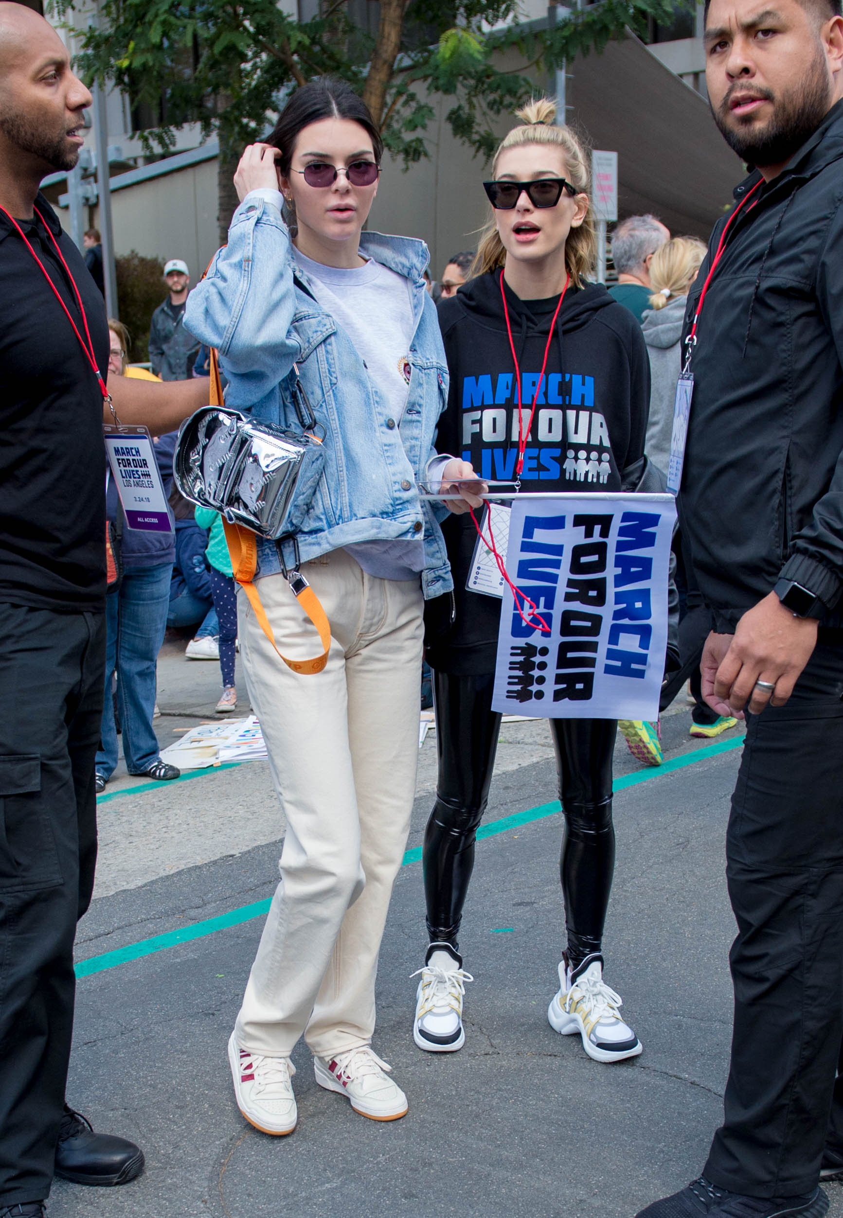 Hailey Baldwin marches at the anti-gun ‘March For Our Lives’