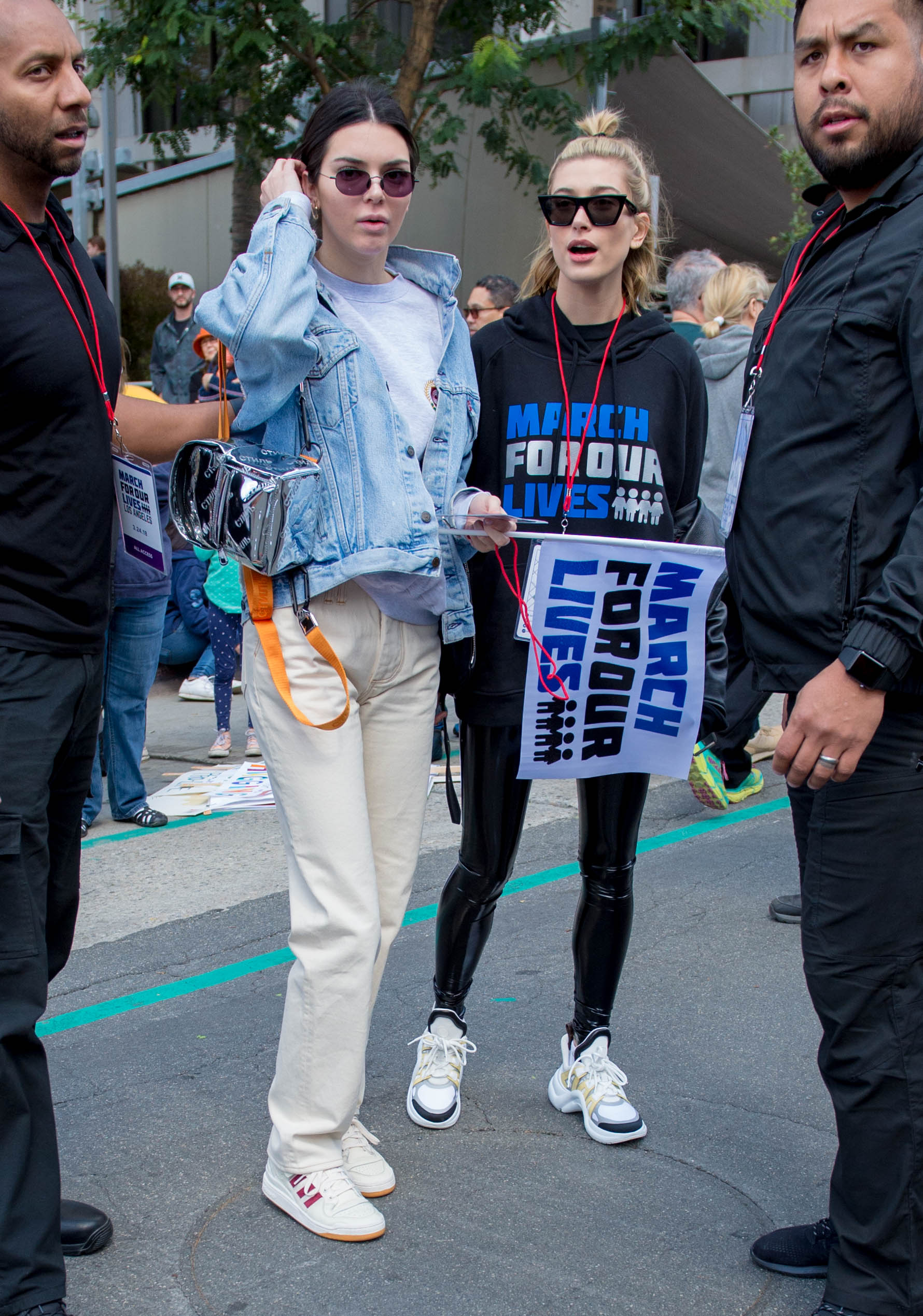 Hailey Baldwin marches at the anti-gun ‘March For Our Lives’