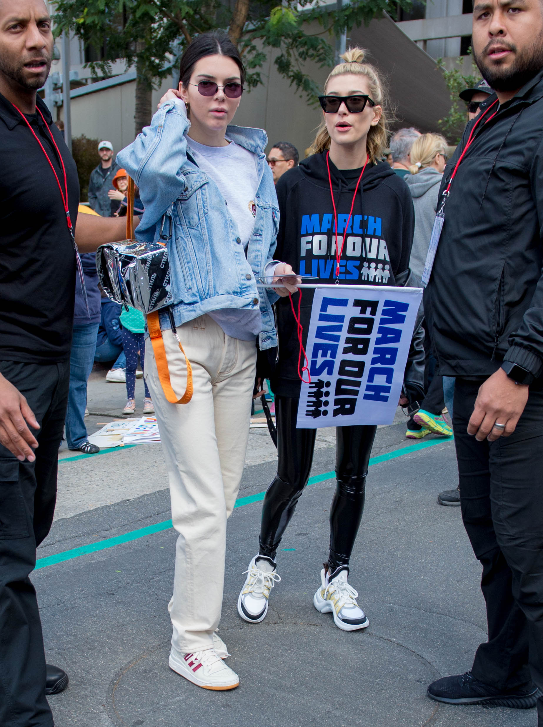 Hailey Baldwin marches at the anti-gun ‘March For Our Lives’