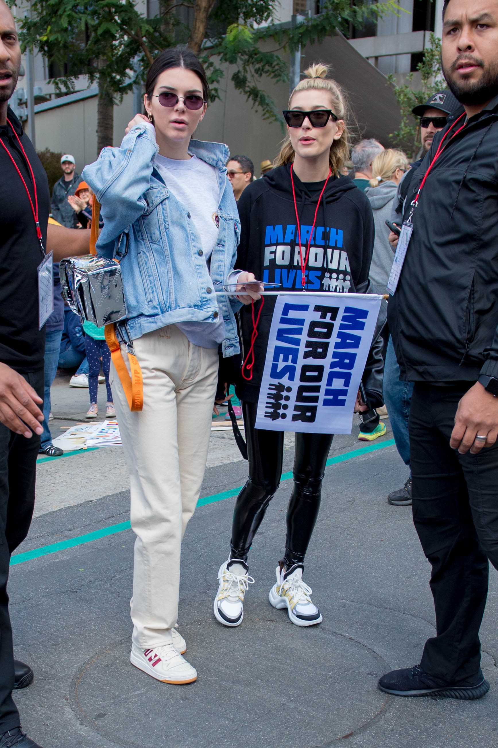 Hailey Baldwin marches at the anti-gun ‘March For Our Lives’