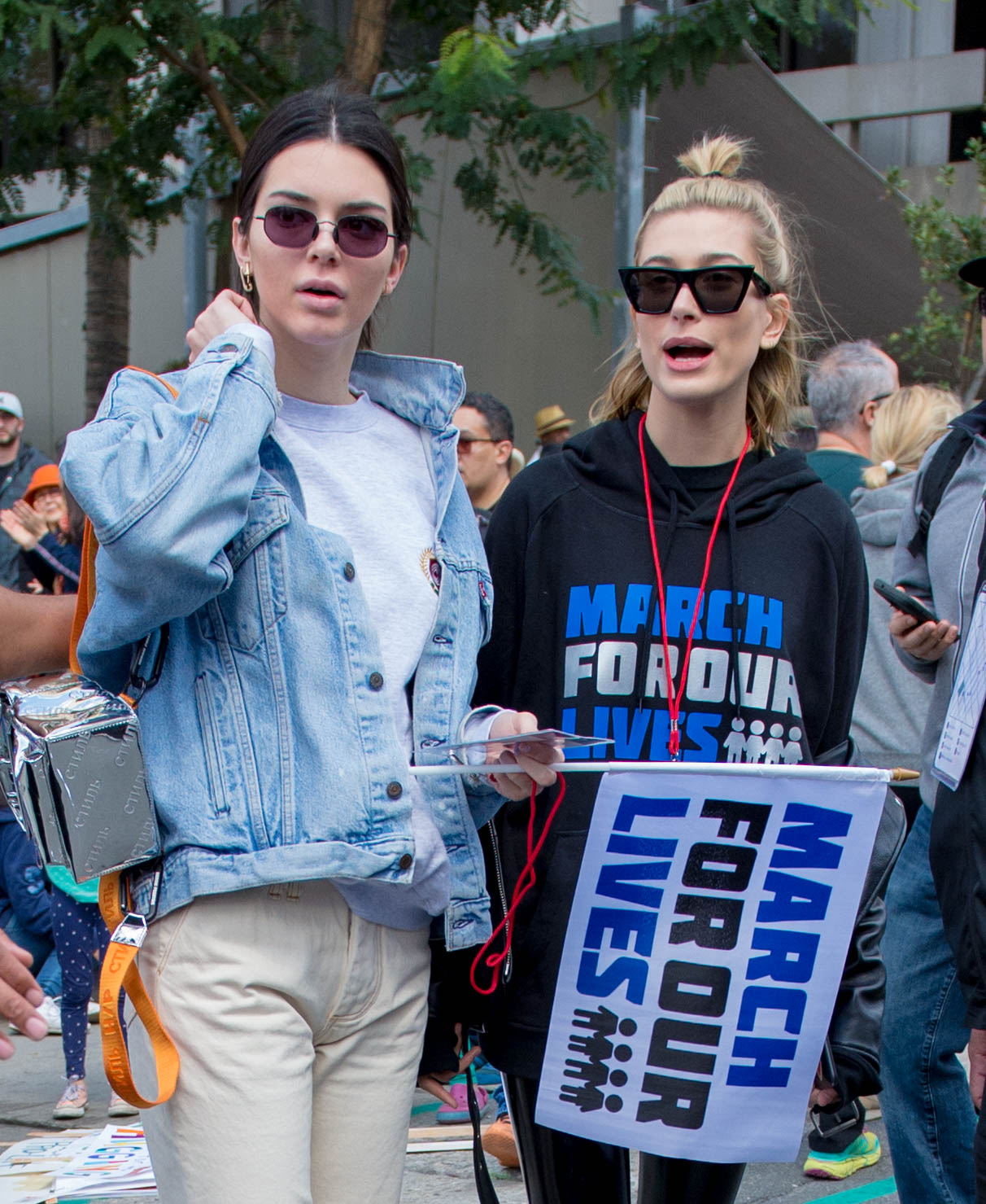 Hailey Baldwin marches at the anti-gun ‘March For Our Lives’