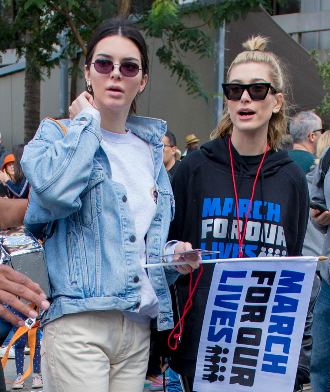 Hailey Baldwin marches at the anti-gun ‘March For Our Lives’