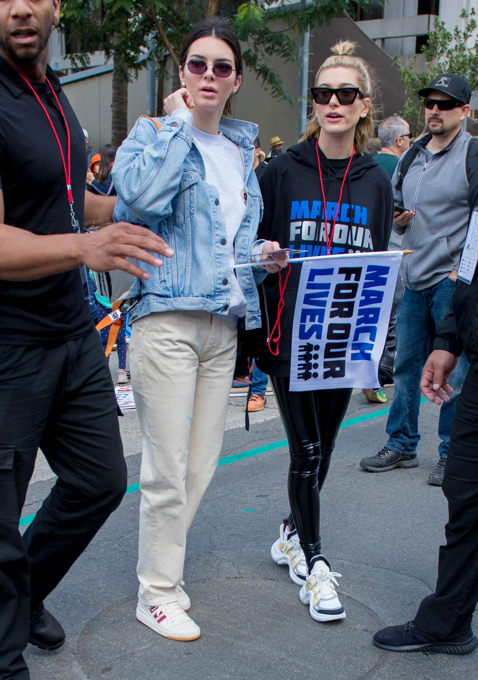 Hailey Baldwin marches at the anti-gun ‘March For Our Lives’