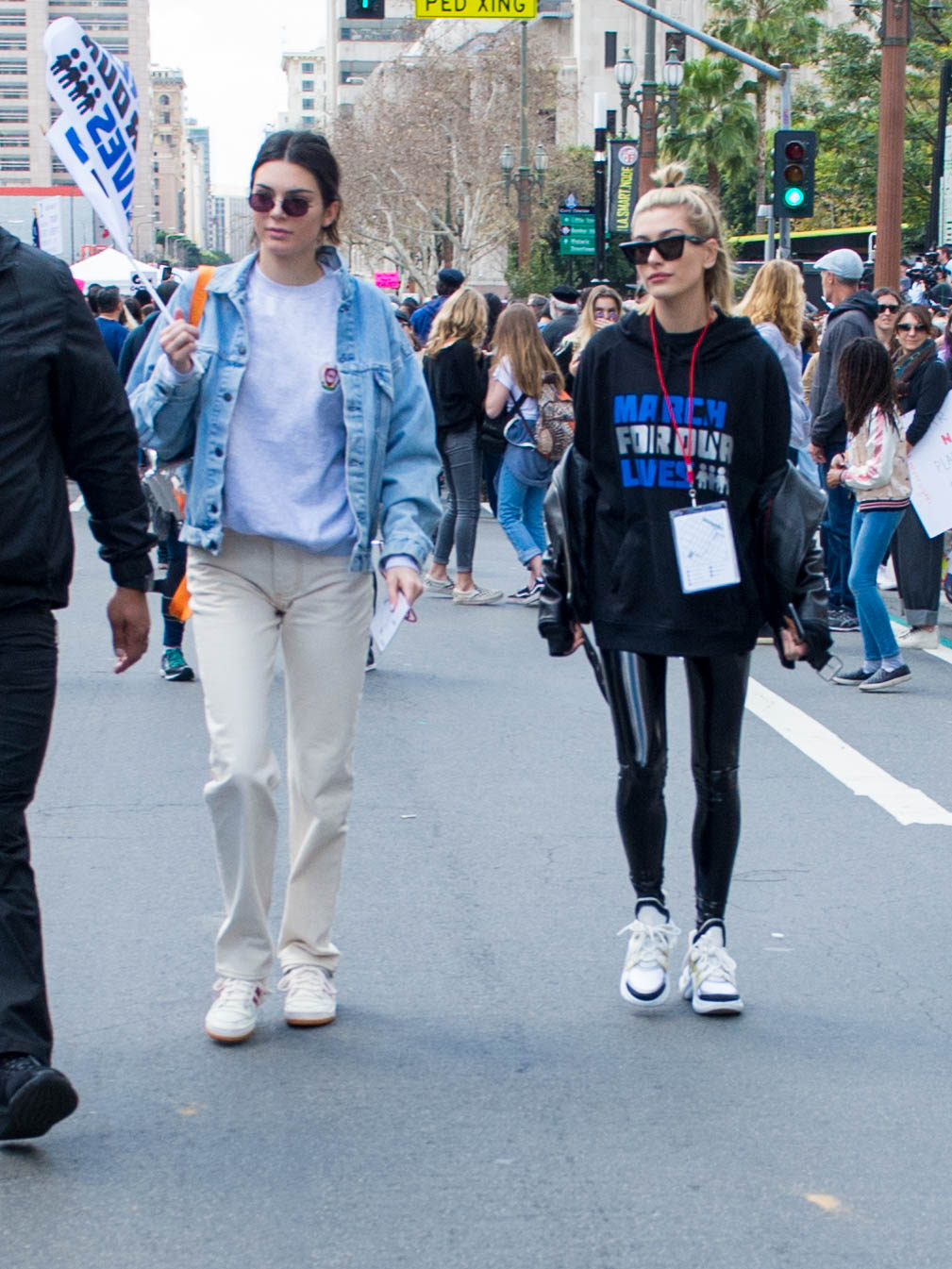 Hailey Baldwin marches at the anti-gun ‘March For Our Lives’