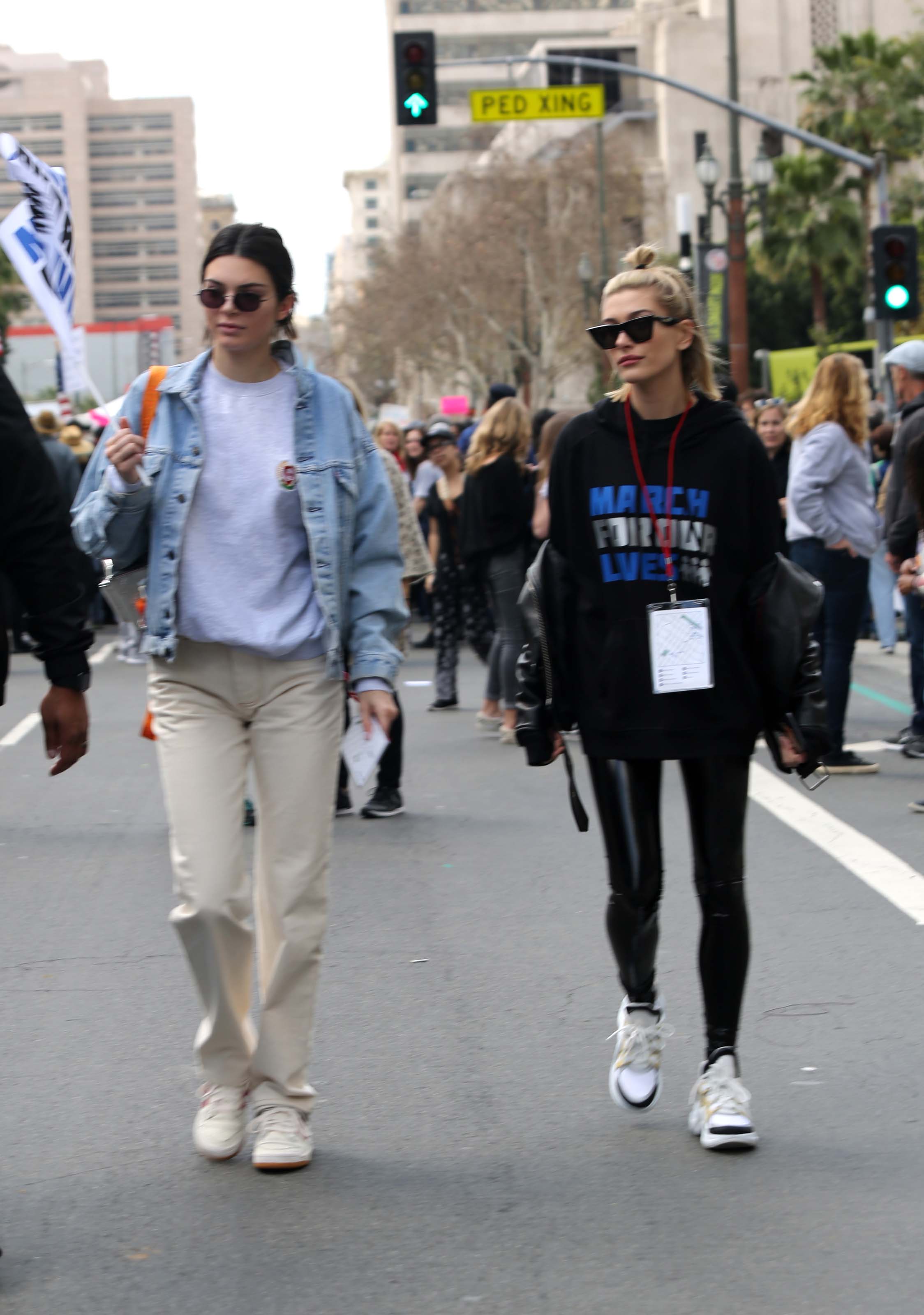 Hailey Baldwin marches at the anti-gun ‘March For Our Lives’