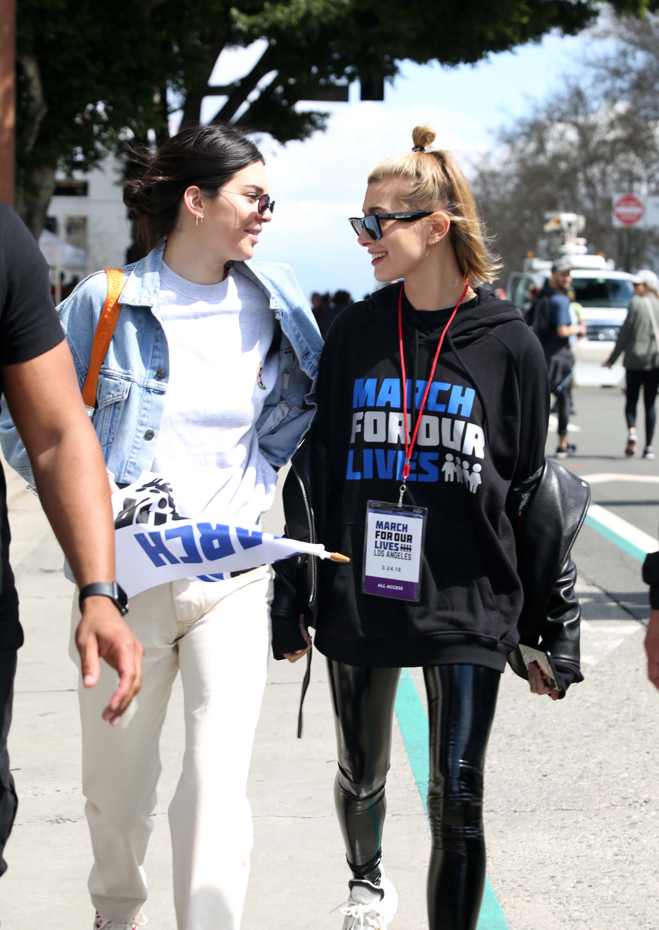 Hailey Baldwin marches at the anti-gun ‘March For Our Lives’