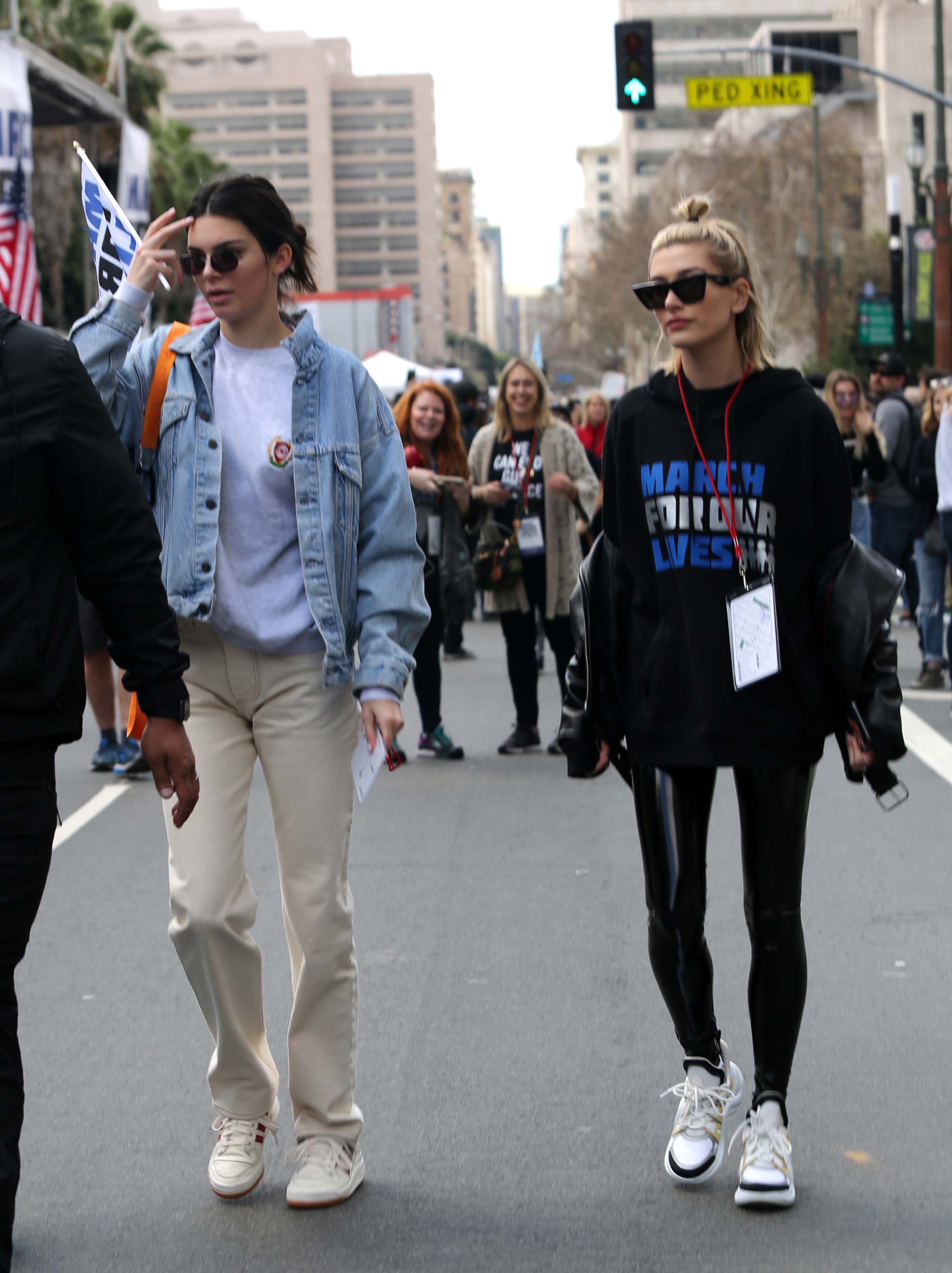 Hailey Baldwin marches at the anti-gun ‘March For Our Lives’