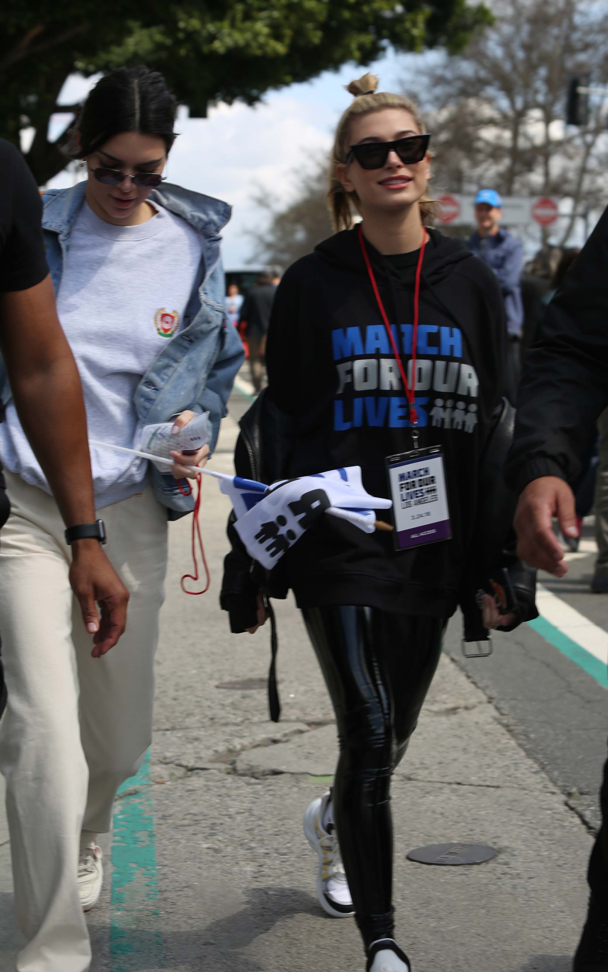 Hailey Baldwin marches at the anti-gun ‘March For Our Lives’