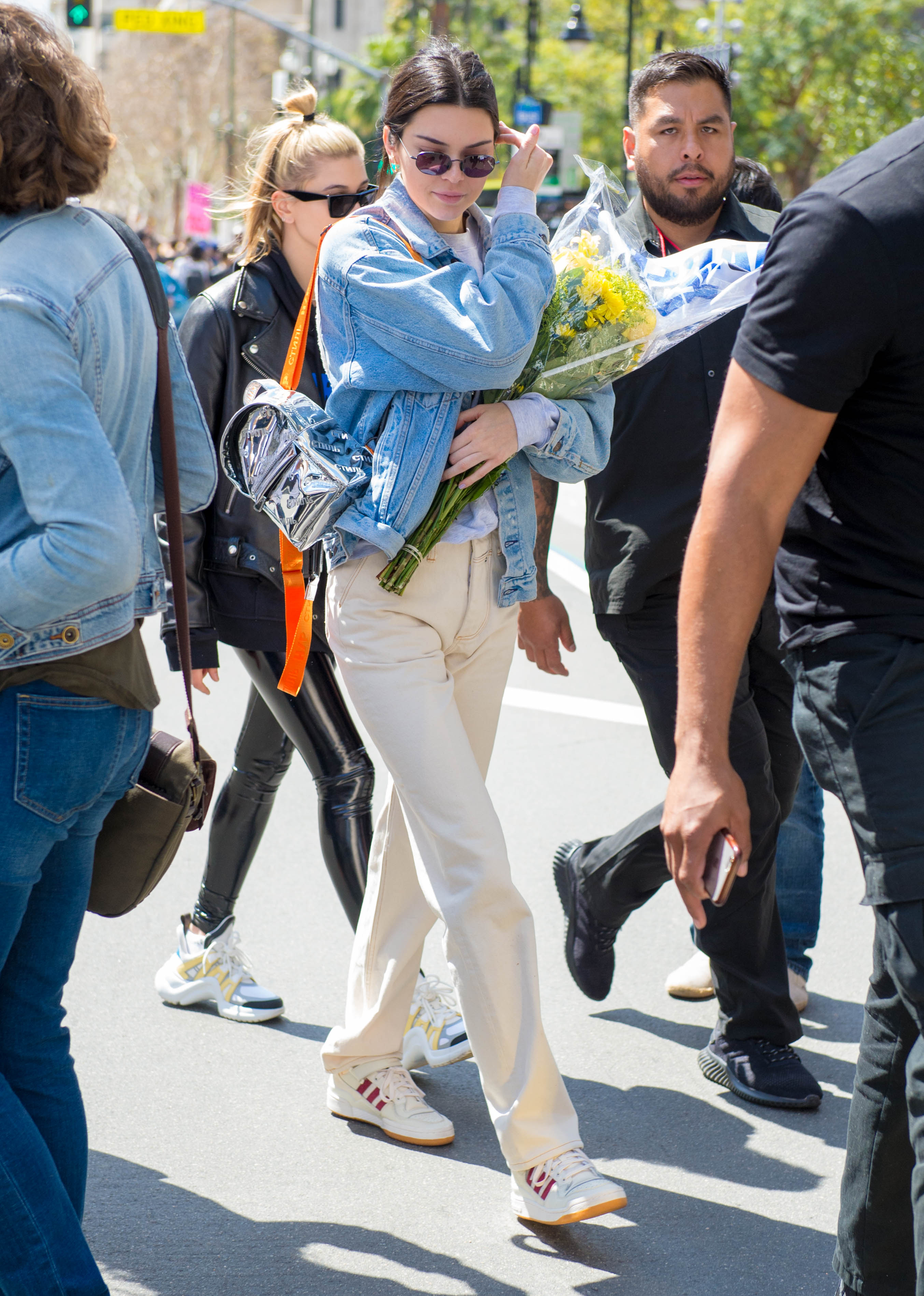 Hailey Baldwin marches at the anti-gun ‘March For Our Lives’