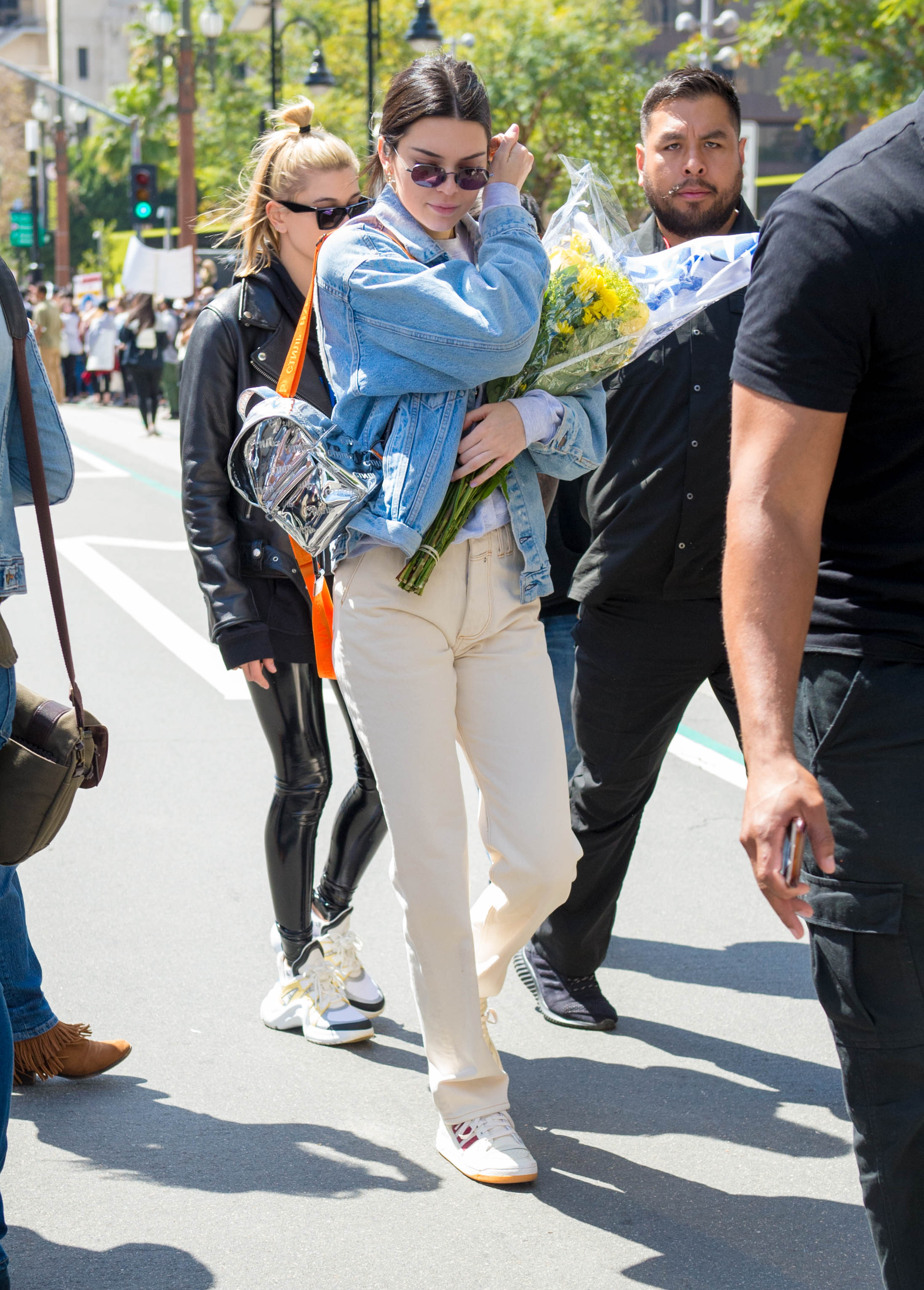 Hailey Baldwin marches at the anti-gun ‘March For Our Lives’